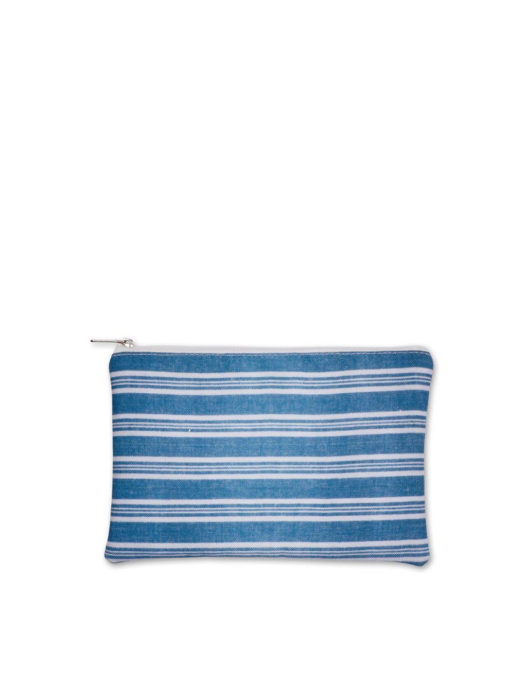 doodle unisex blue & white striped pouch travel accessory