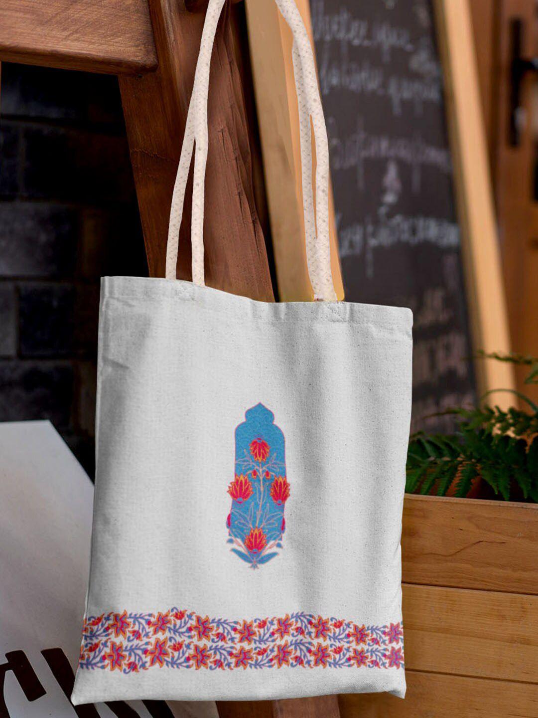 doodle white ethereal bloom tote bag with applique