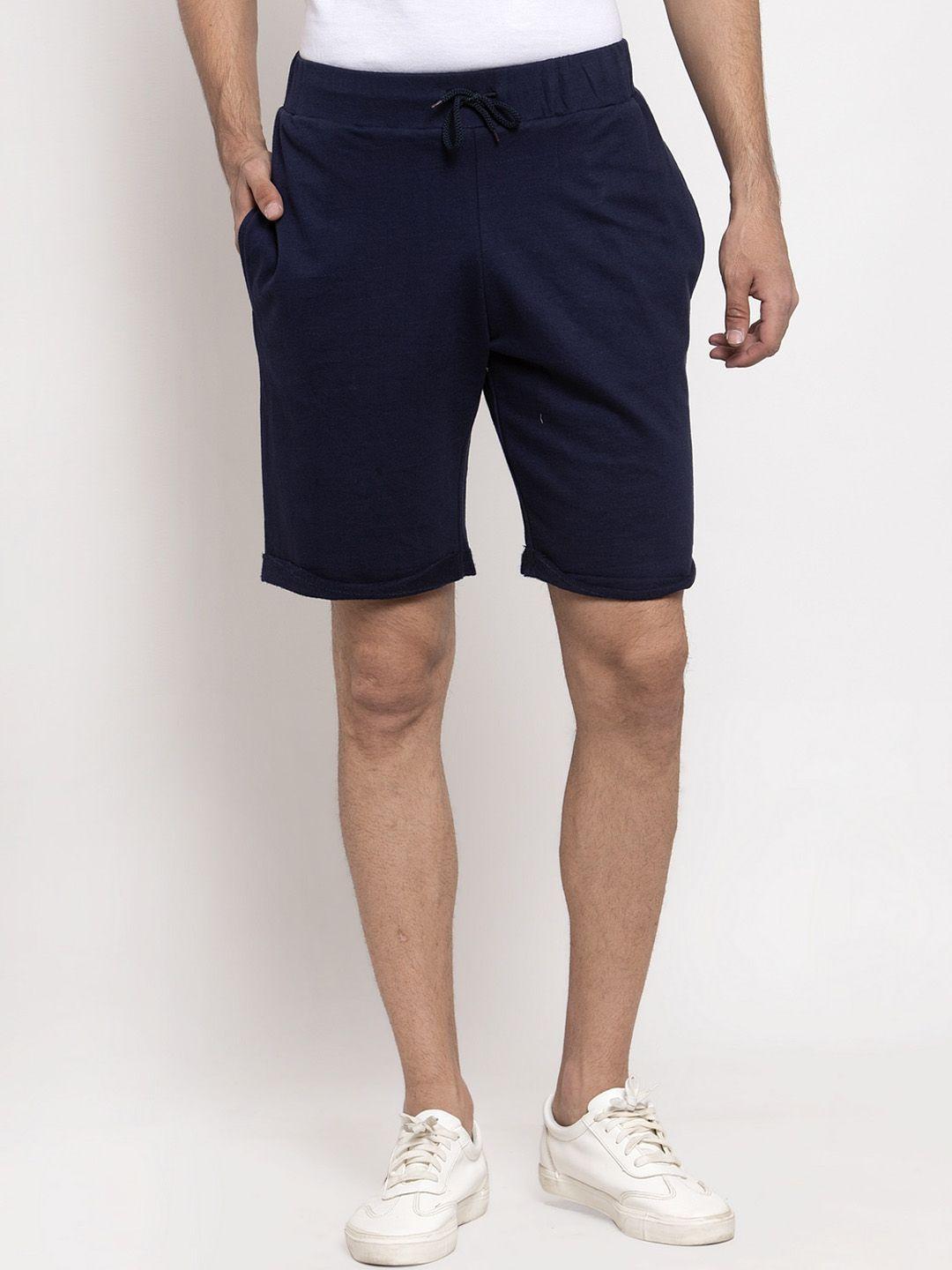 door74 men navy blue cotton shorts
