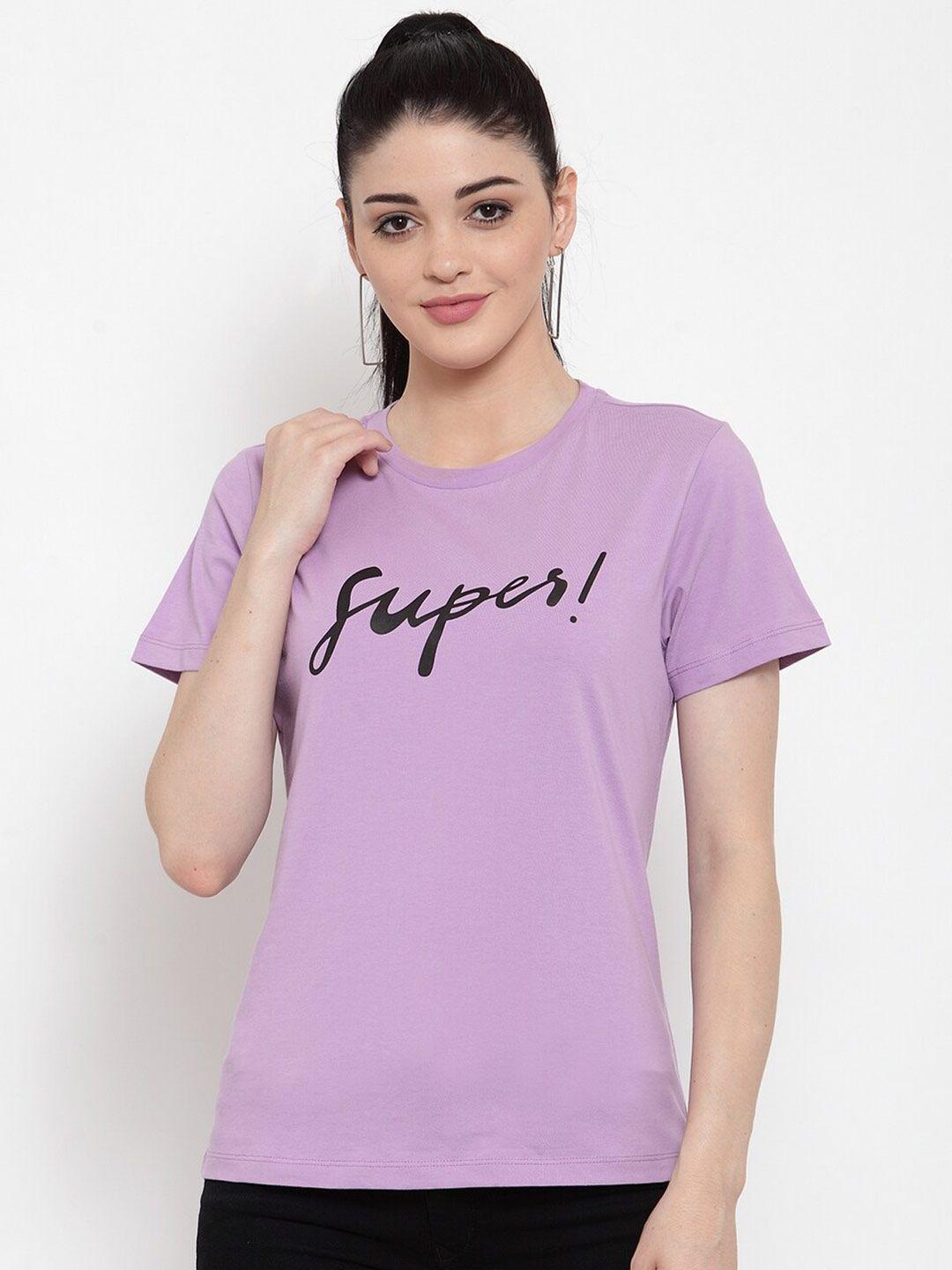 door74 women purple printed t-shirt