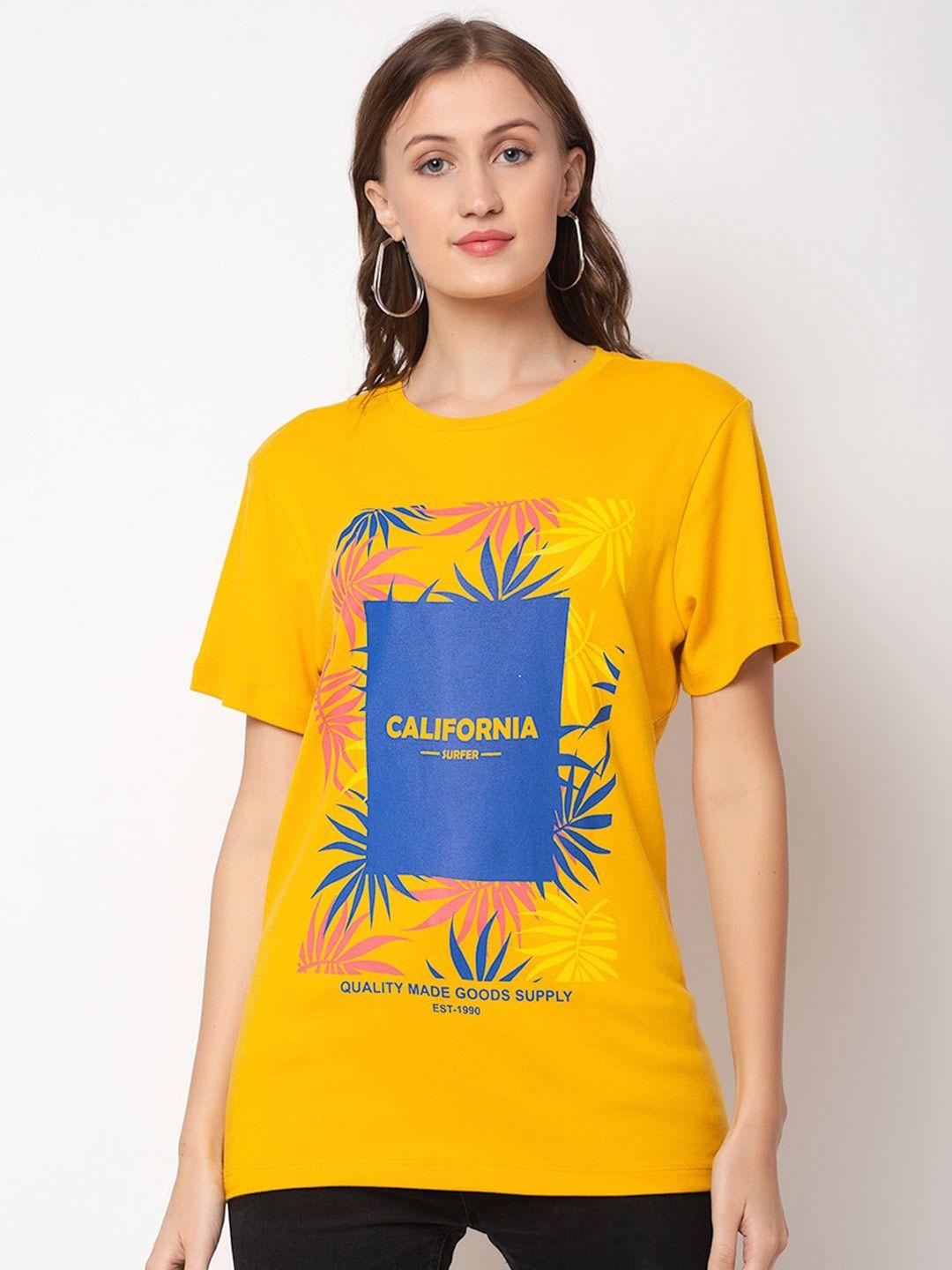 door74 women tropical printed cotton t-shirt
