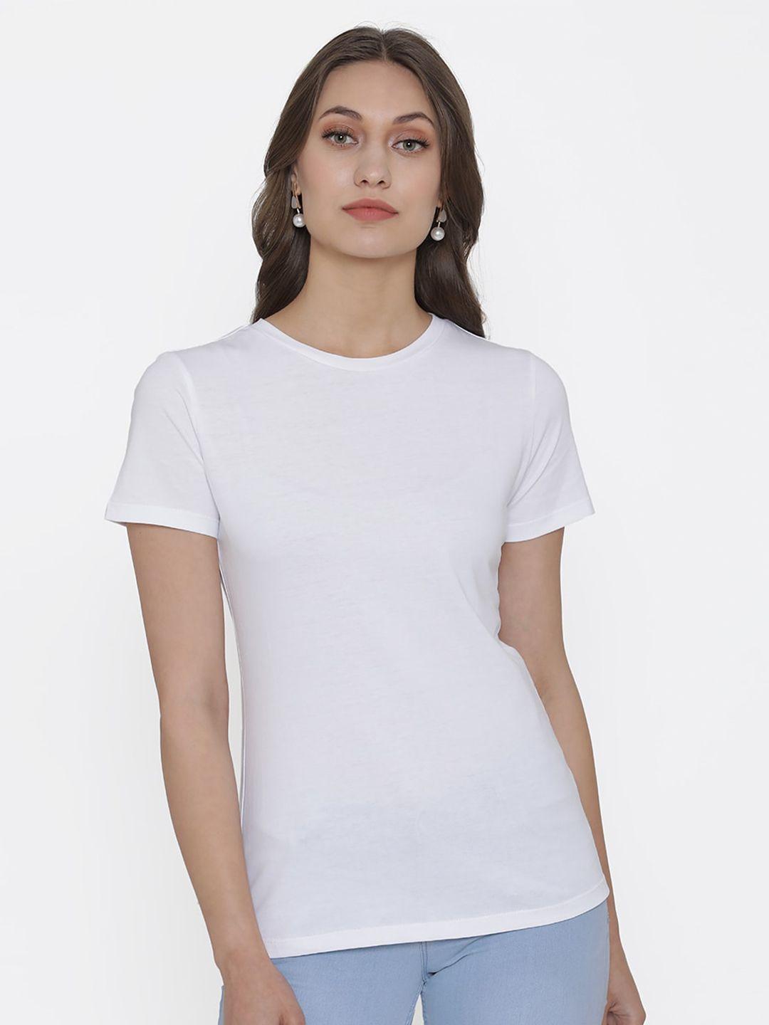 door74 women white cotton t-shirt