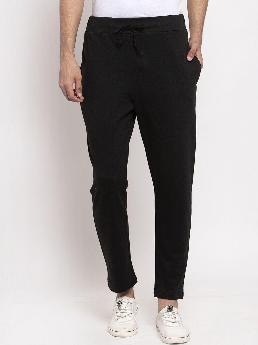 door74 men black cotton track pant