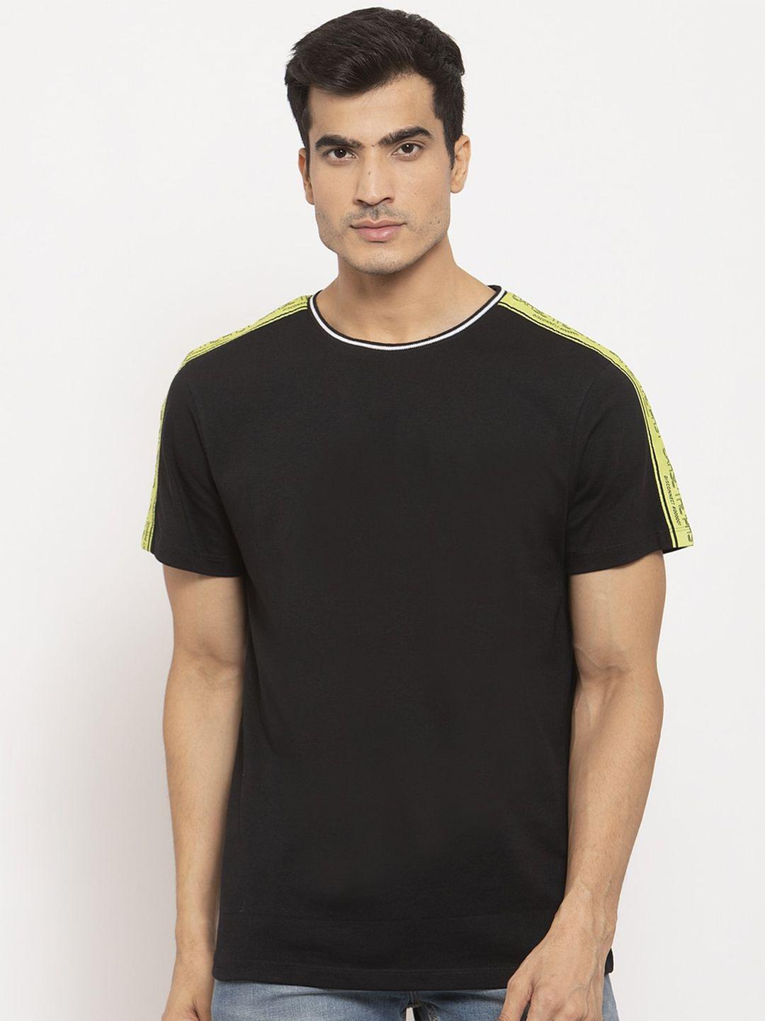 door74 men black raw edge t-shirt