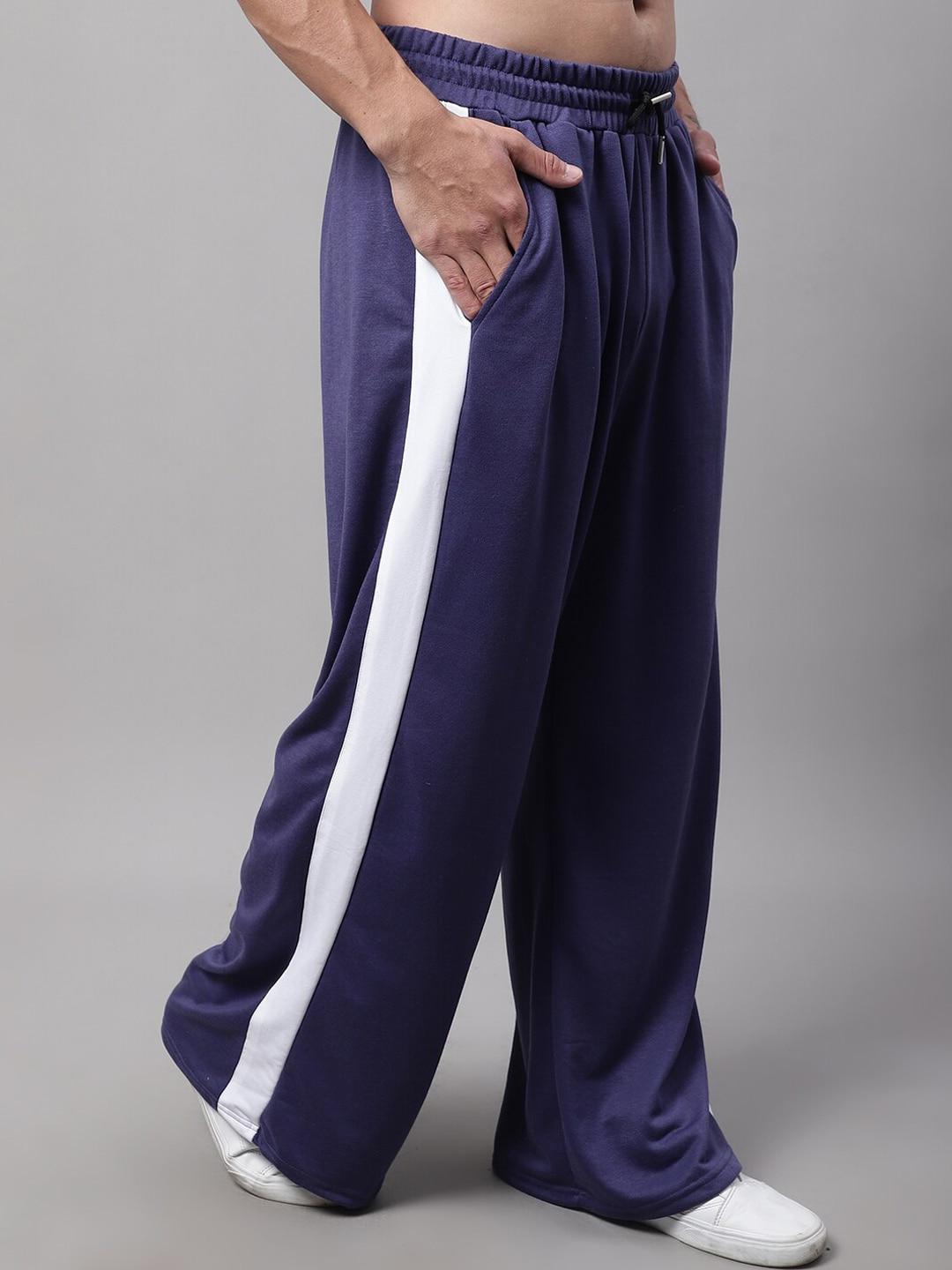 door74 men colourblocked relaxed fit cotton track pants