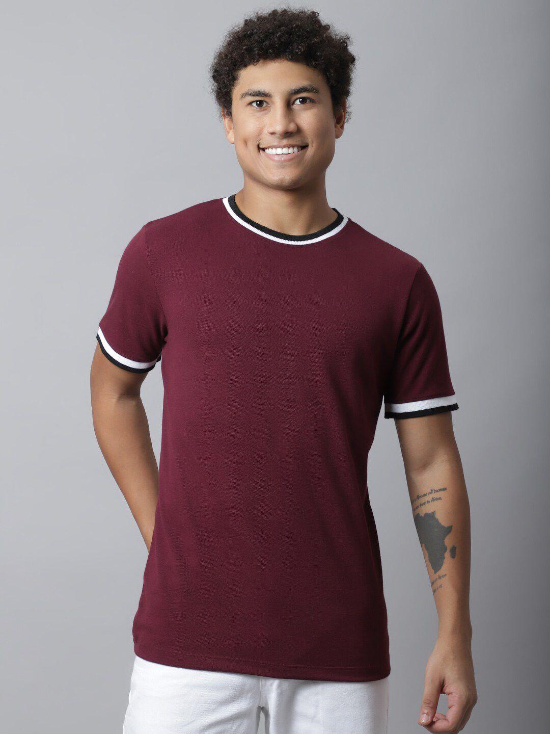 door74 men maroon cotton t-shirt