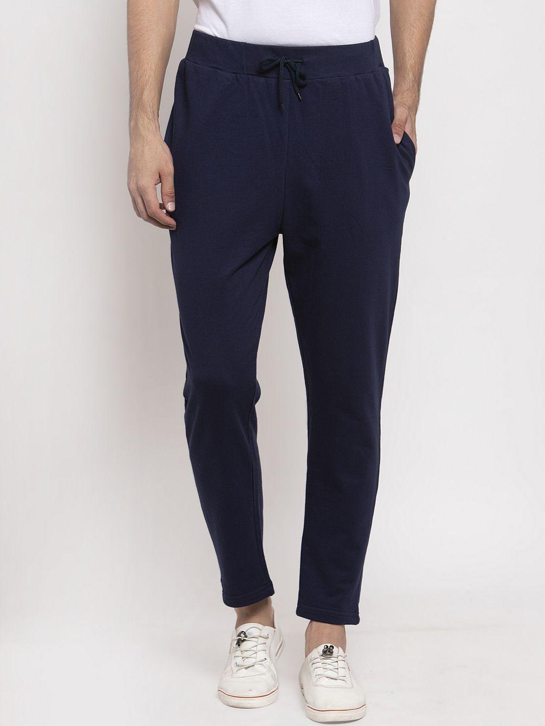 door74 men navy blue solid track pant