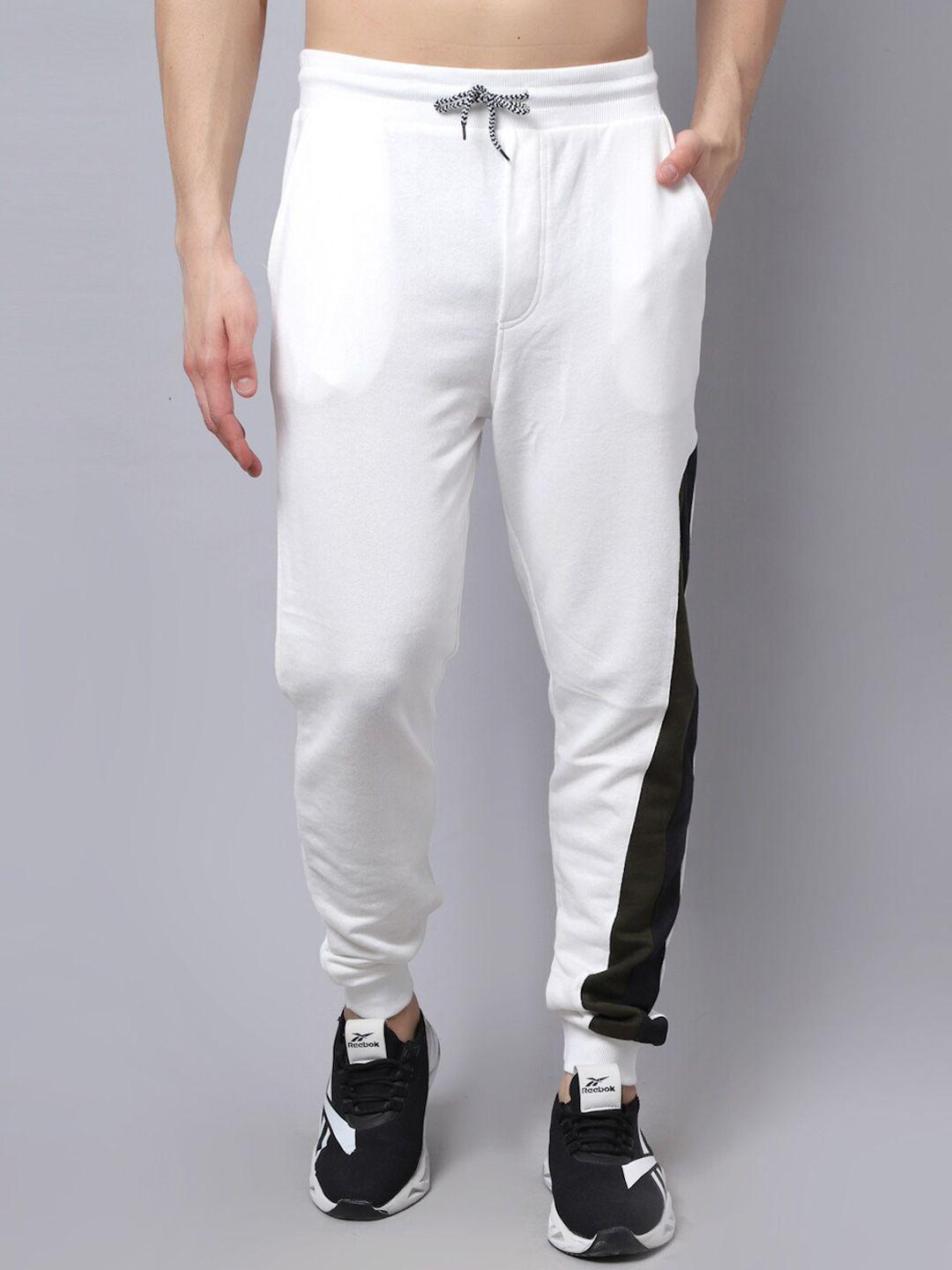 door74 men off white & black colorblocked cotton jogger