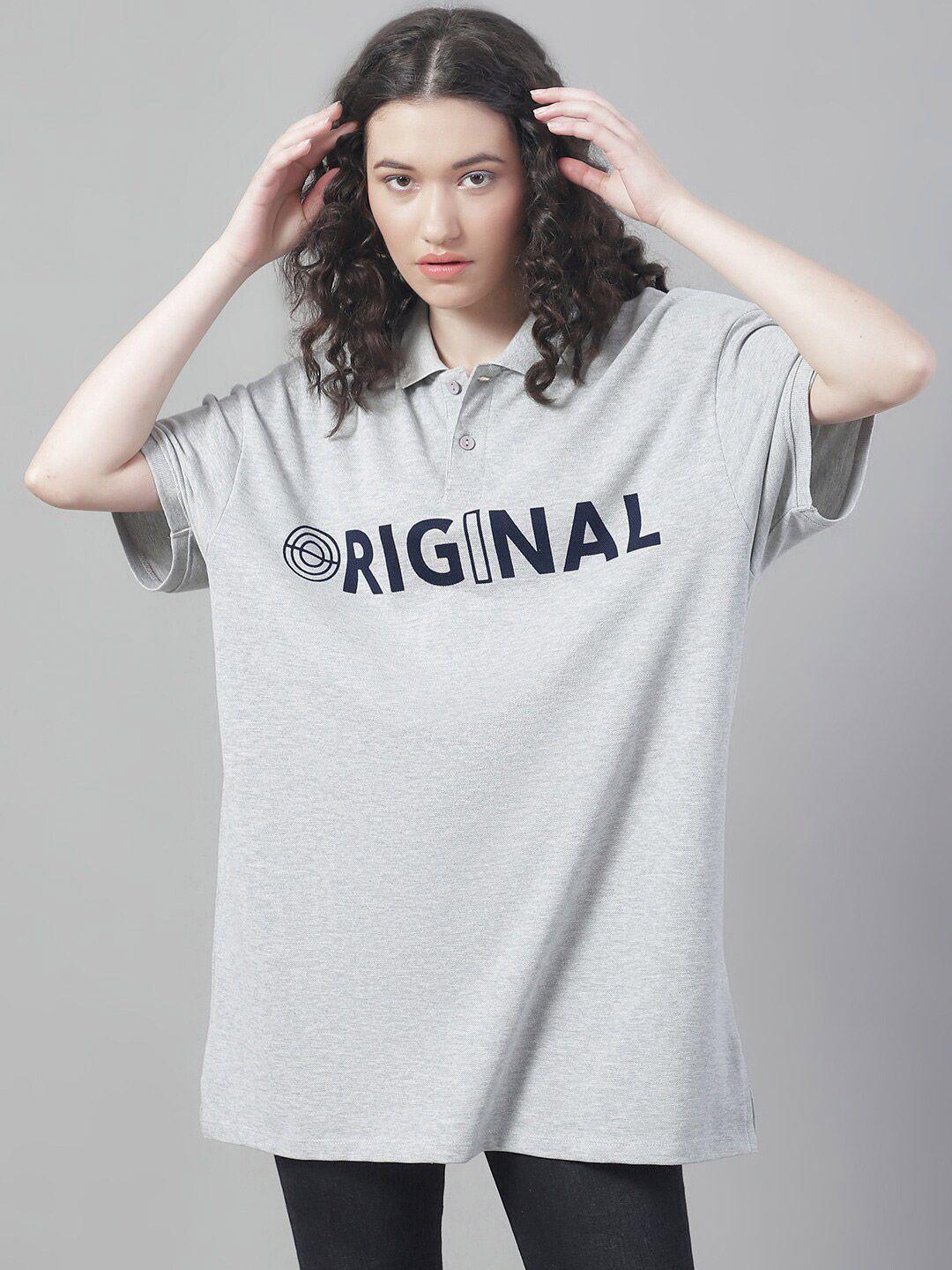 door74 typography printed cotton loose t-shirt