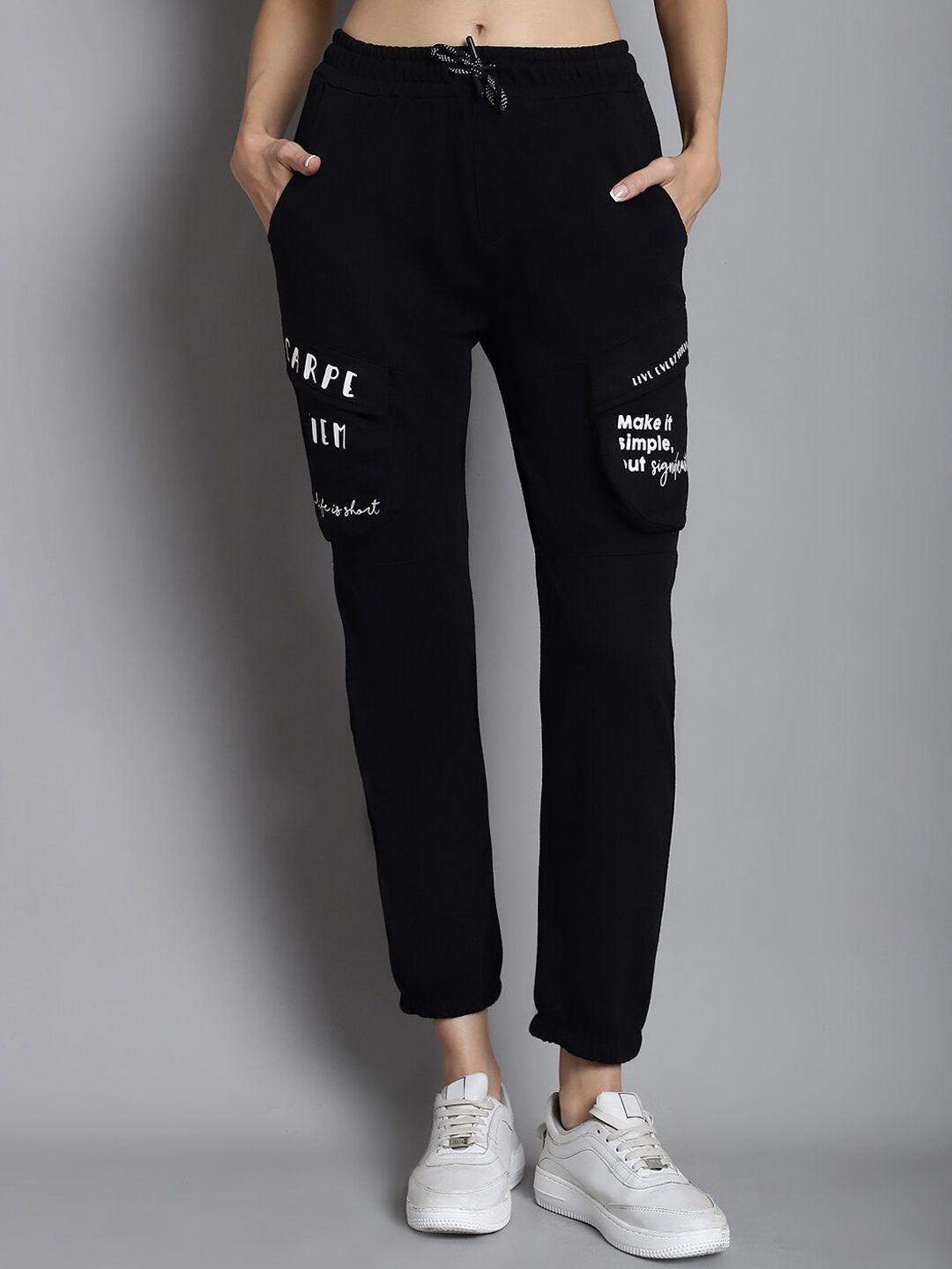 door74 typography printed cotton relaxed fit joggers