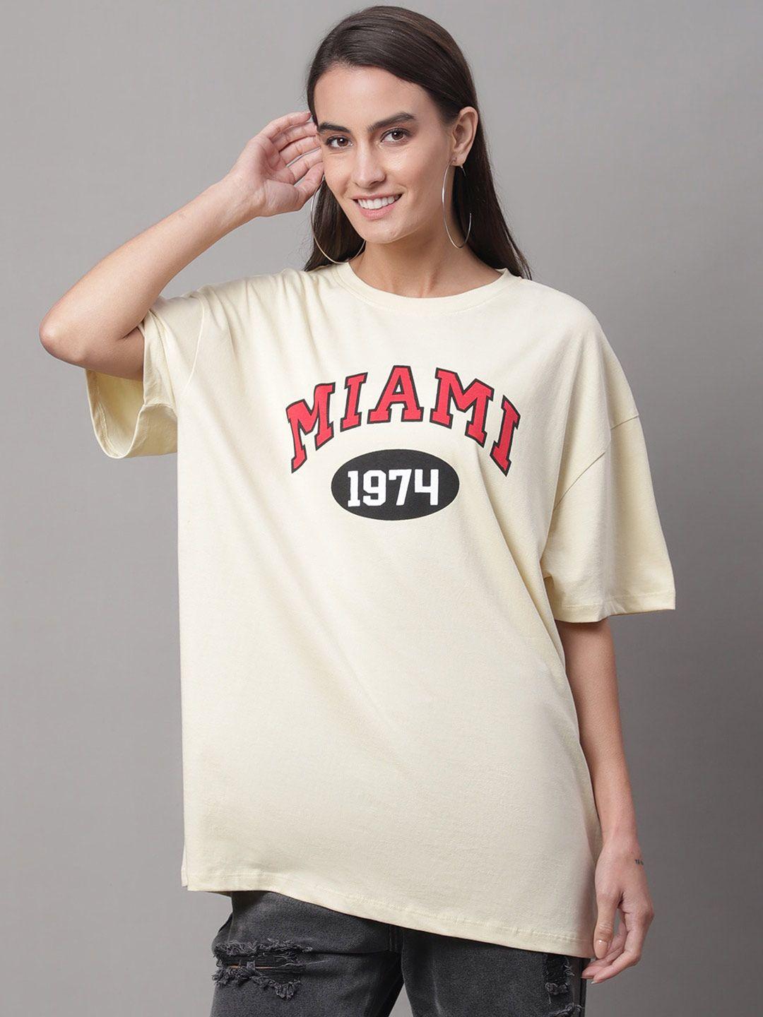 door74 typography printed drop-shoulder sleeves cotton loose t-shirt
