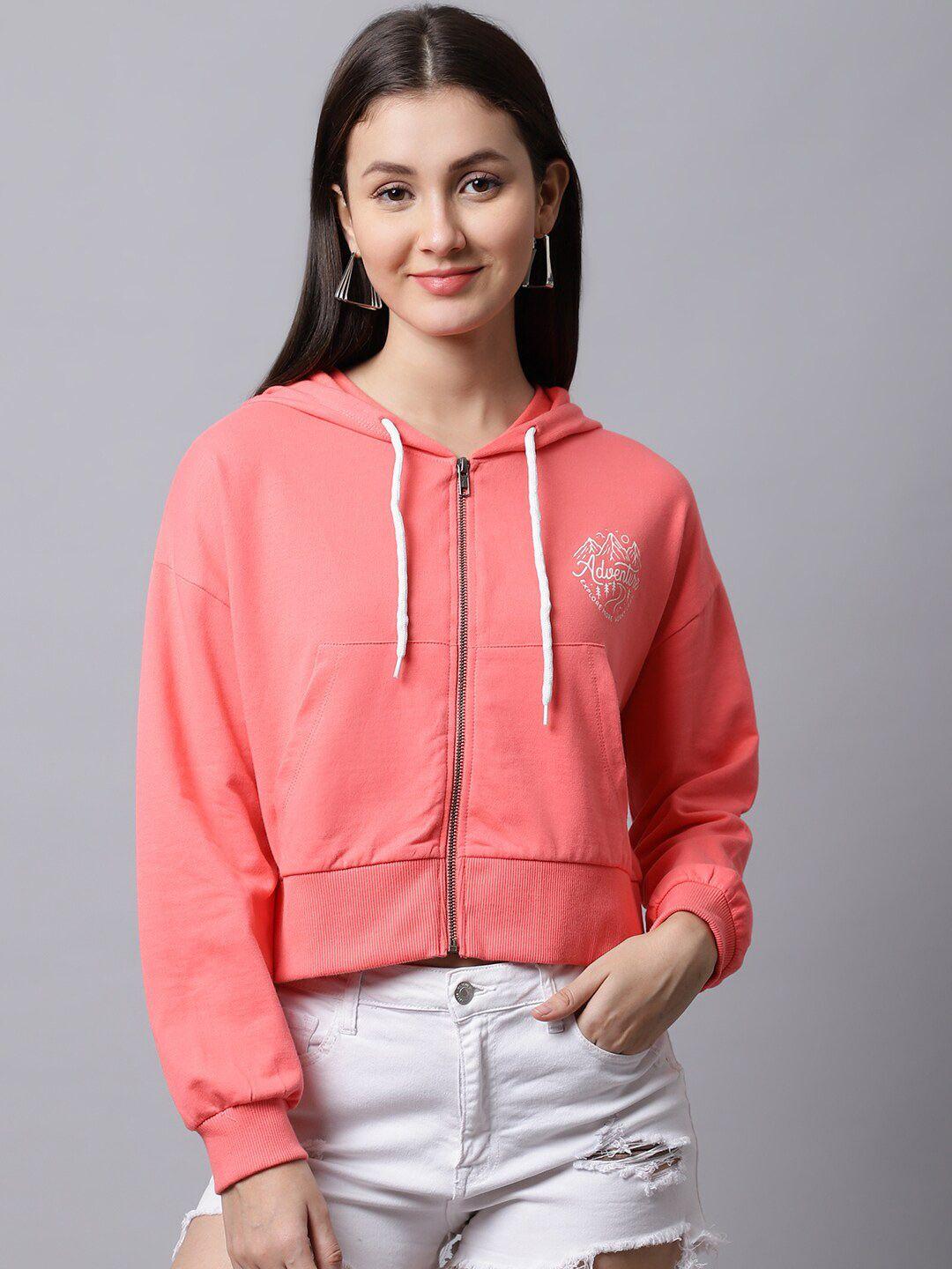 door74 women coral hooded sweatshirt