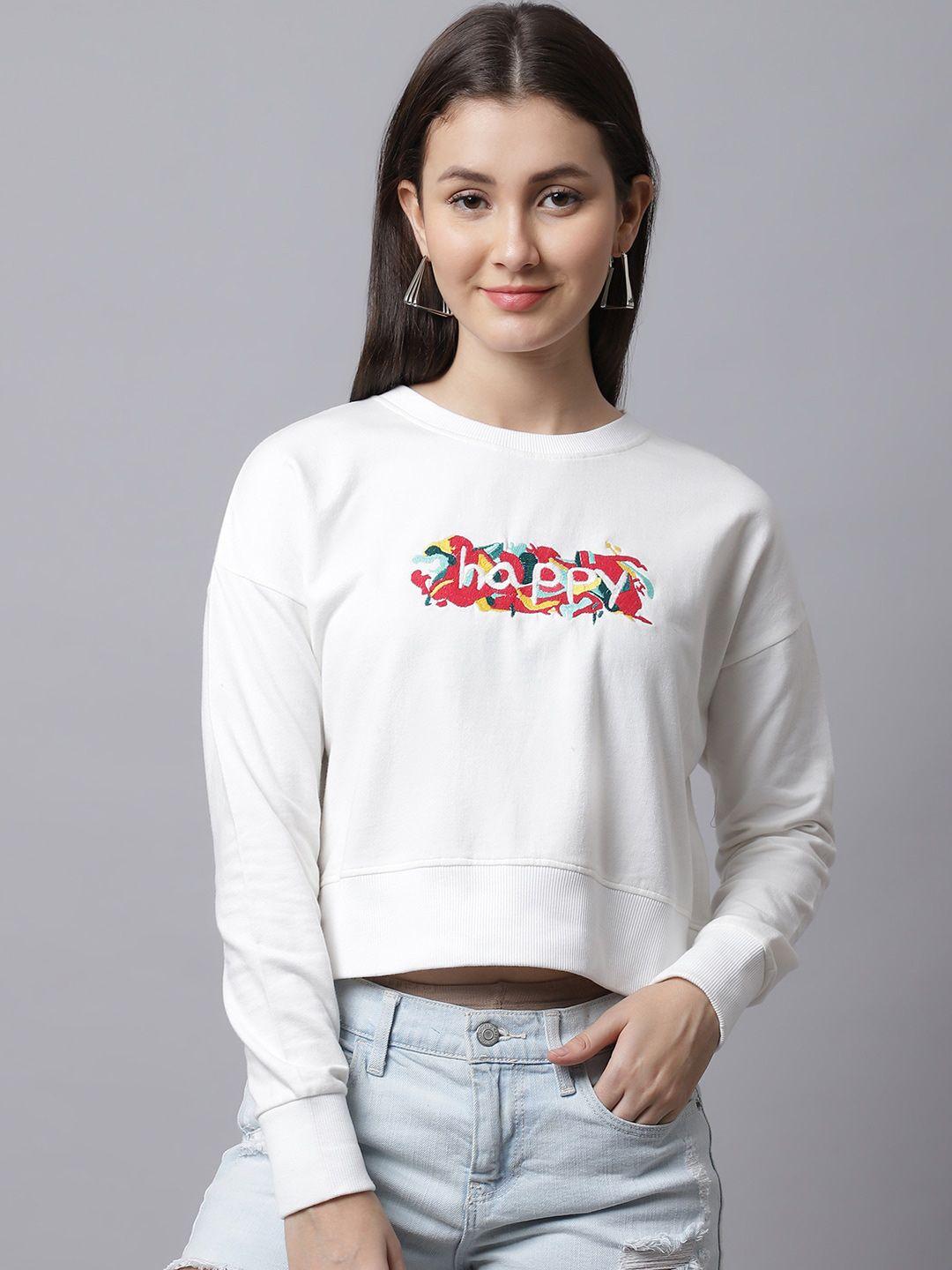 door74 women off white printed sweatshirt