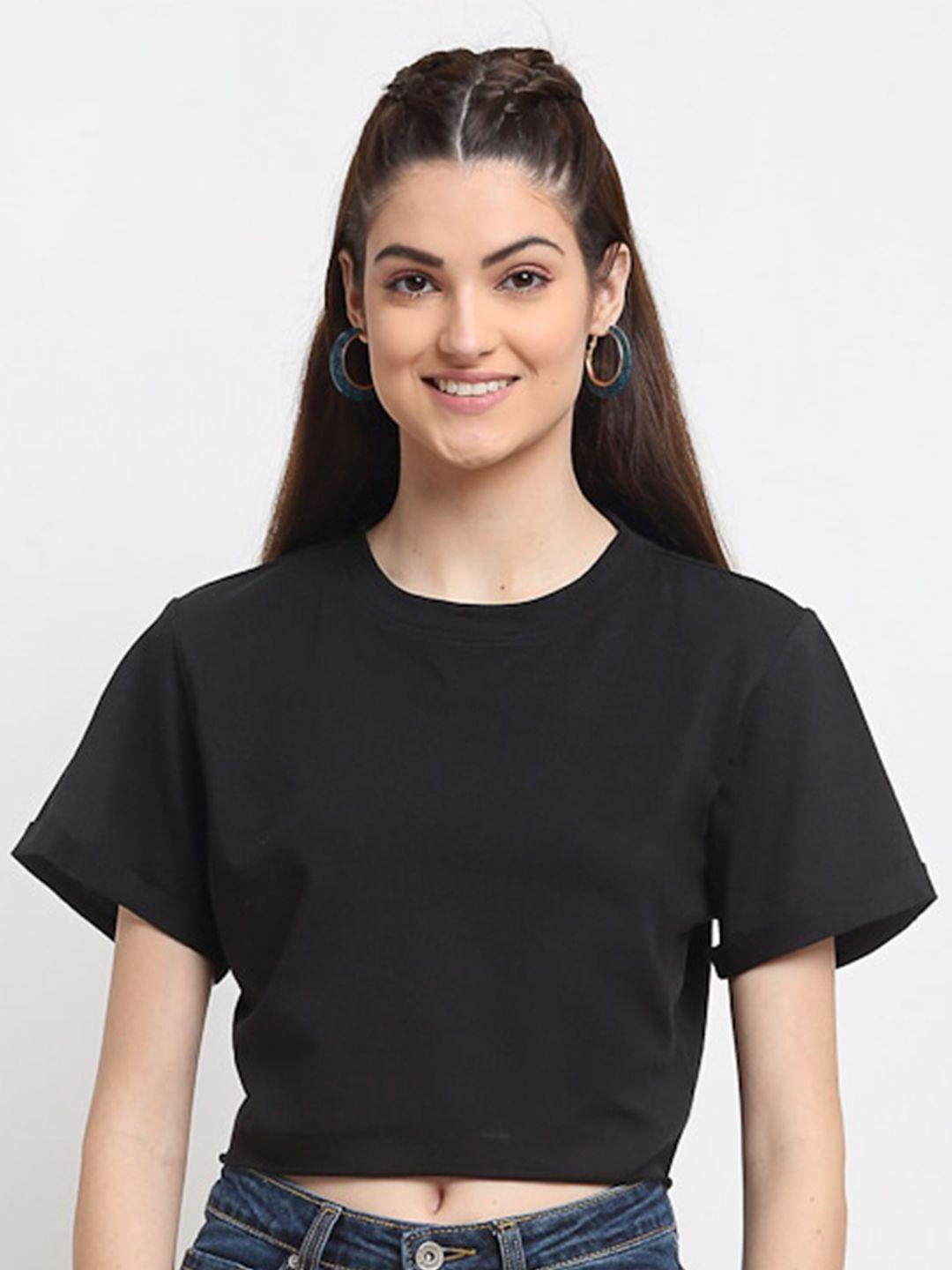 door74 women round neck crop t-shirt