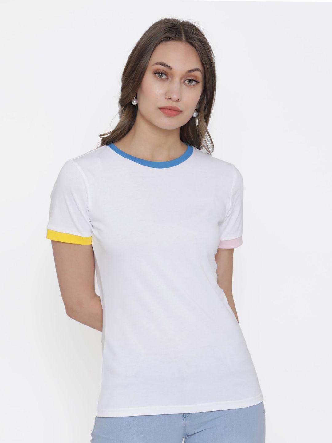 door74 women white cotton t-shirt