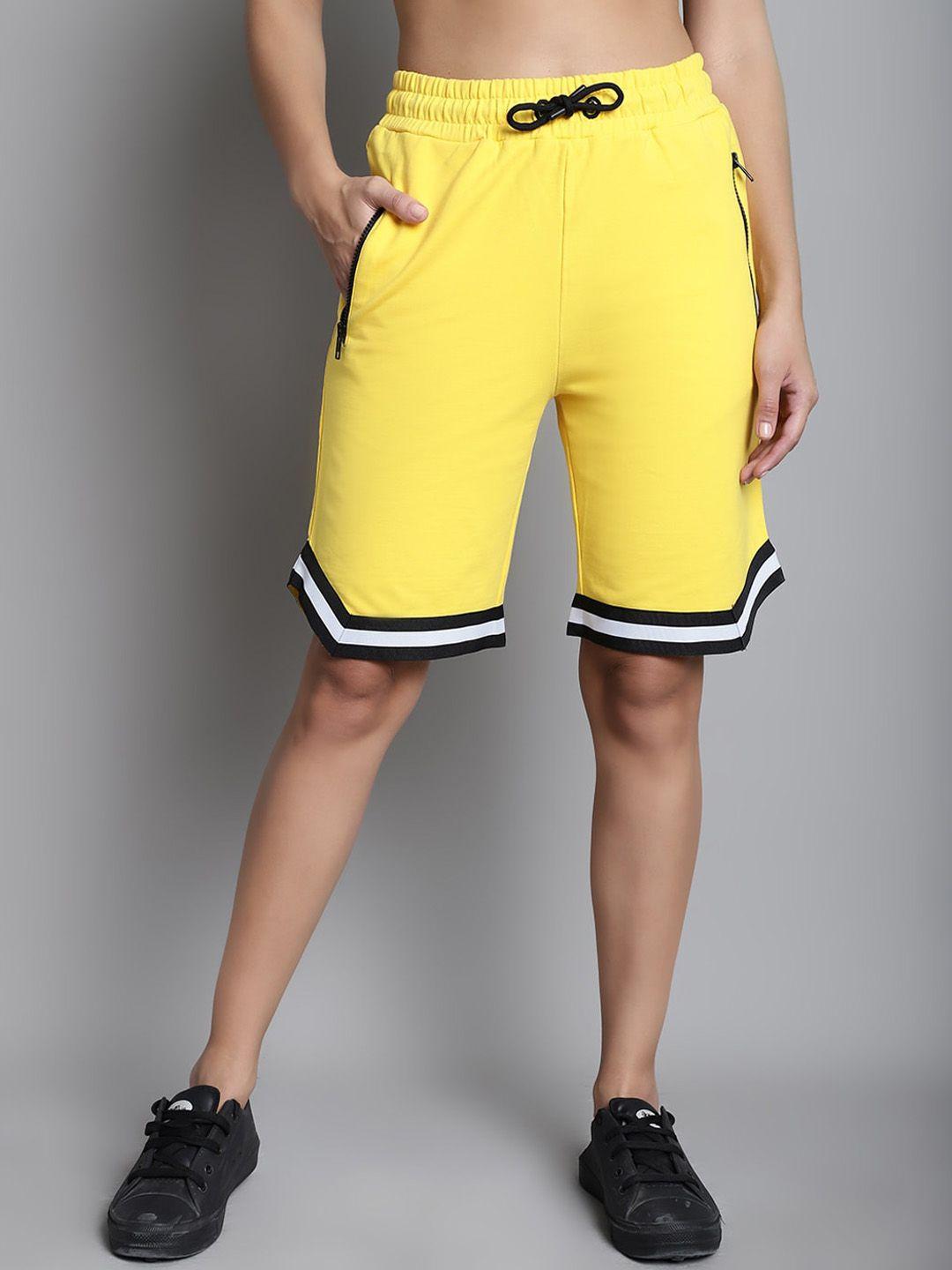 door74 women yellow loose fit sports shorts