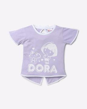 dora graphic print round-neck top