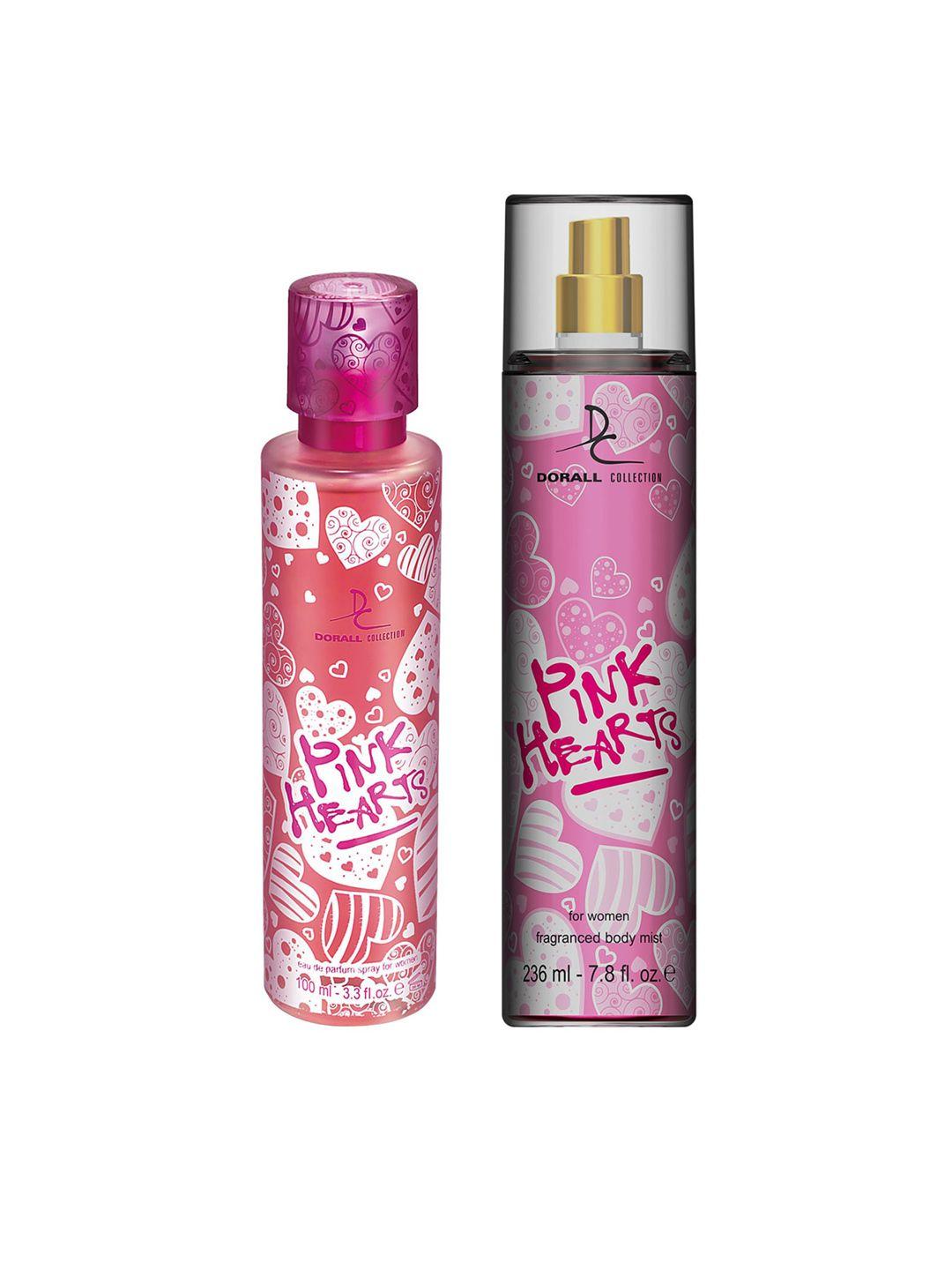 dorall collection women pink hearts gift set - eau de parfum 100ml + body mist 236ml