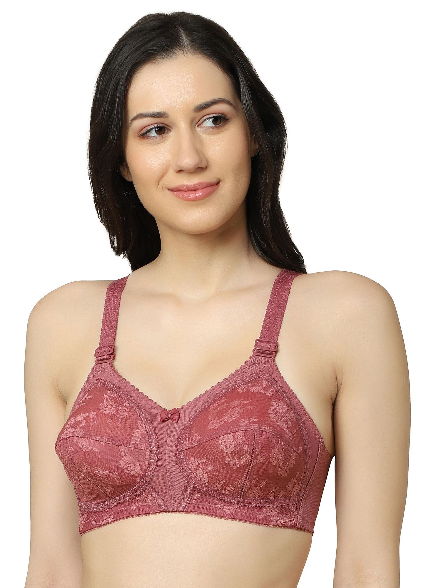 doreen non-wired non-padded full coverage everyday bra - maroon