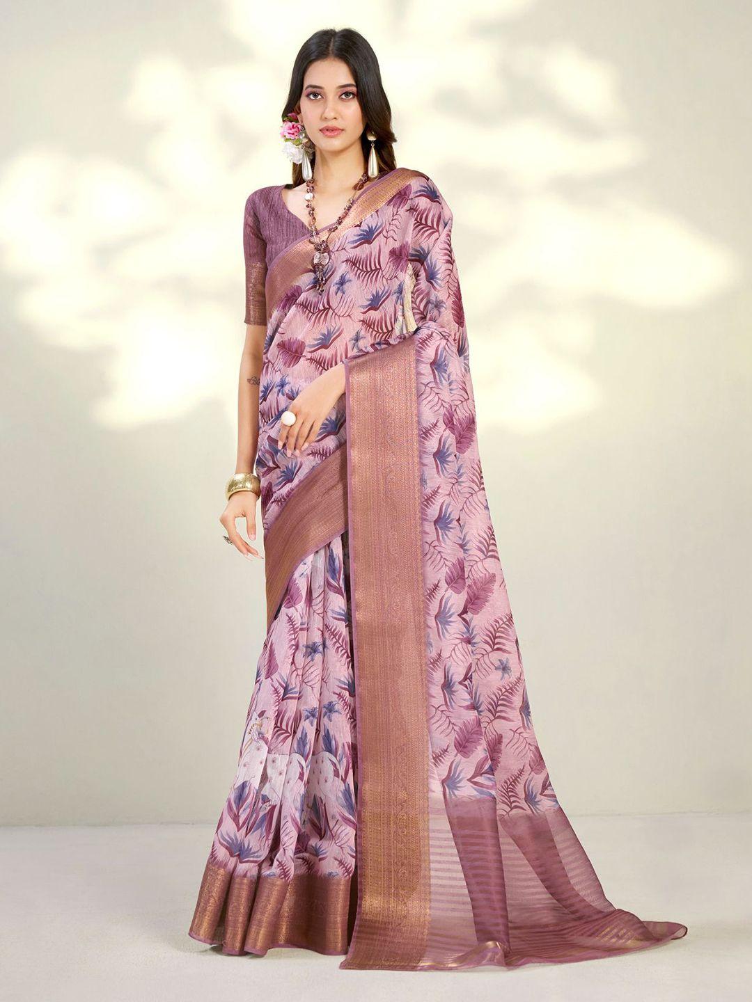 dori floral printed zari detailed saree
