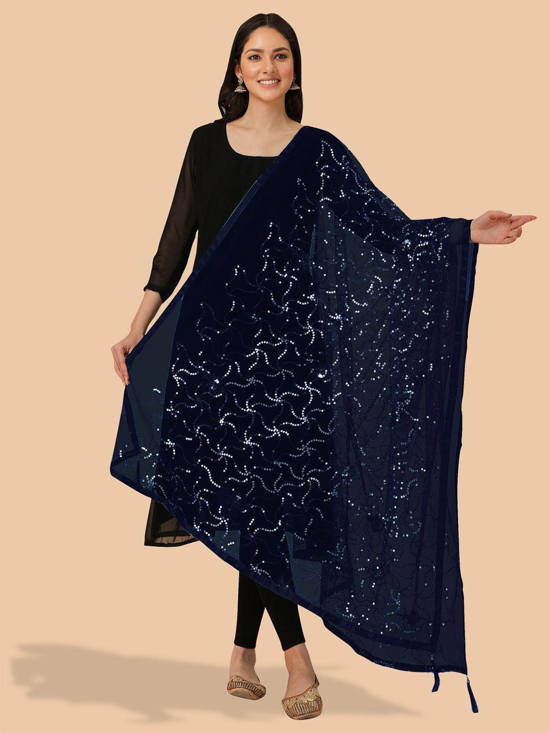 dori abstract embroidered net dupatta with sequinned