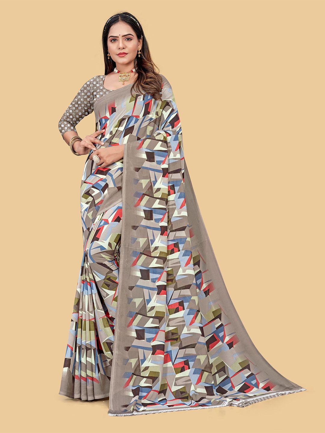 dori abstract printed pure chiffon saree