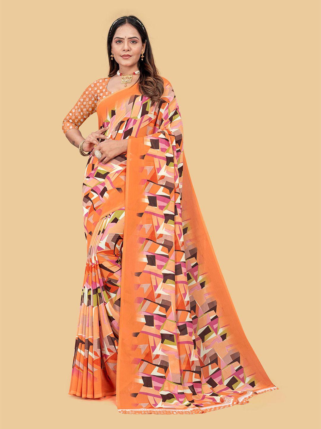 dori abstract printed pure chiffon saree