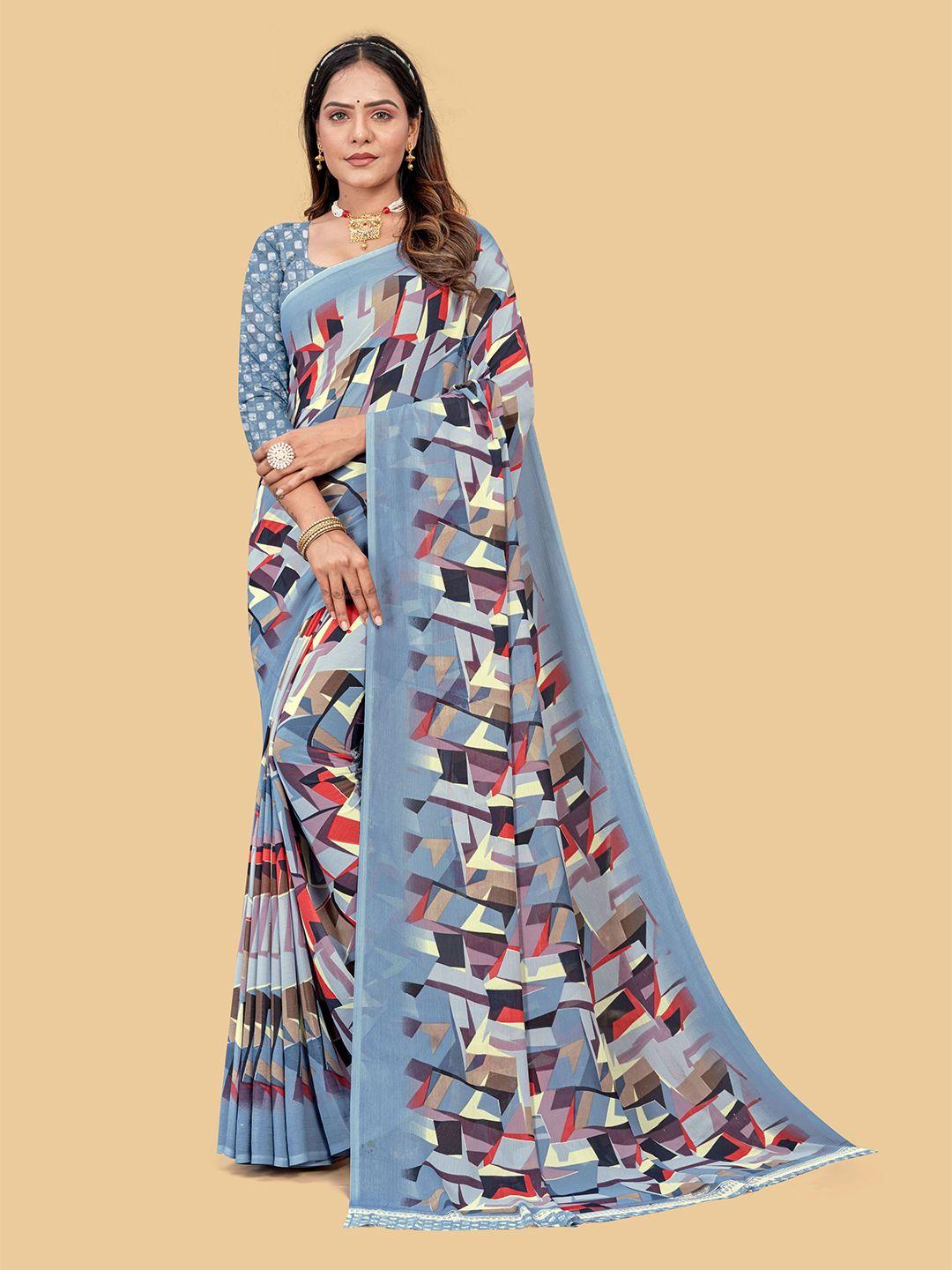 dori abstract printed pure chiffon saree