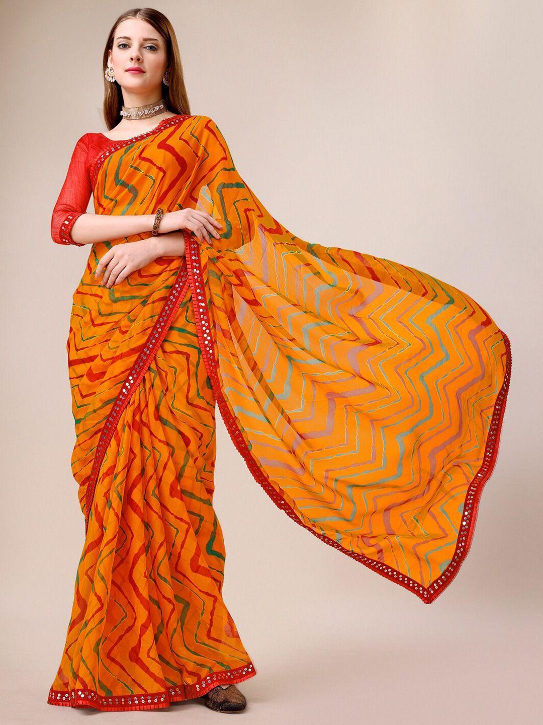 dori abstract printed sequinned pure chiffon saree