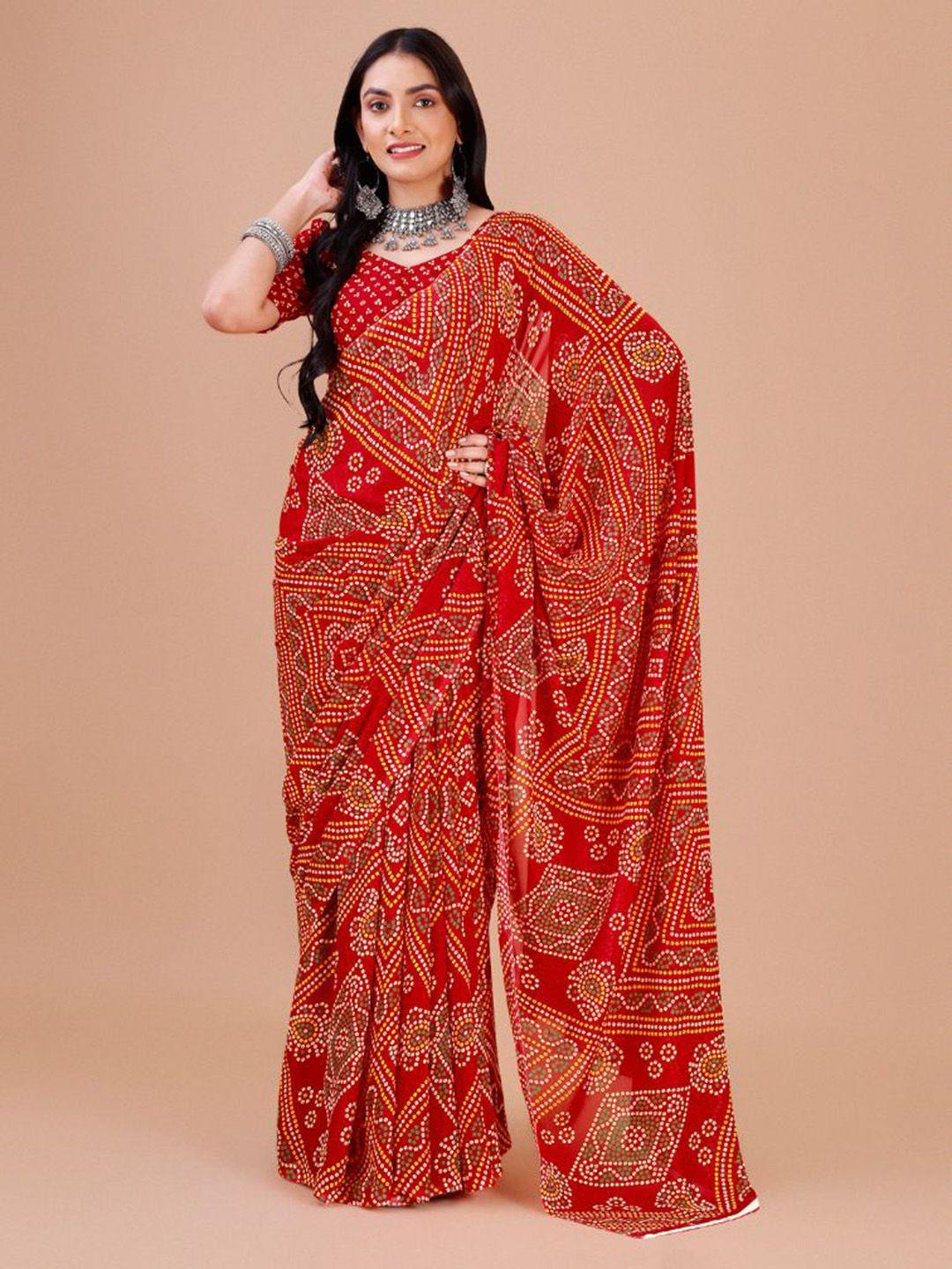 dori bandhani printed pure georgette saree