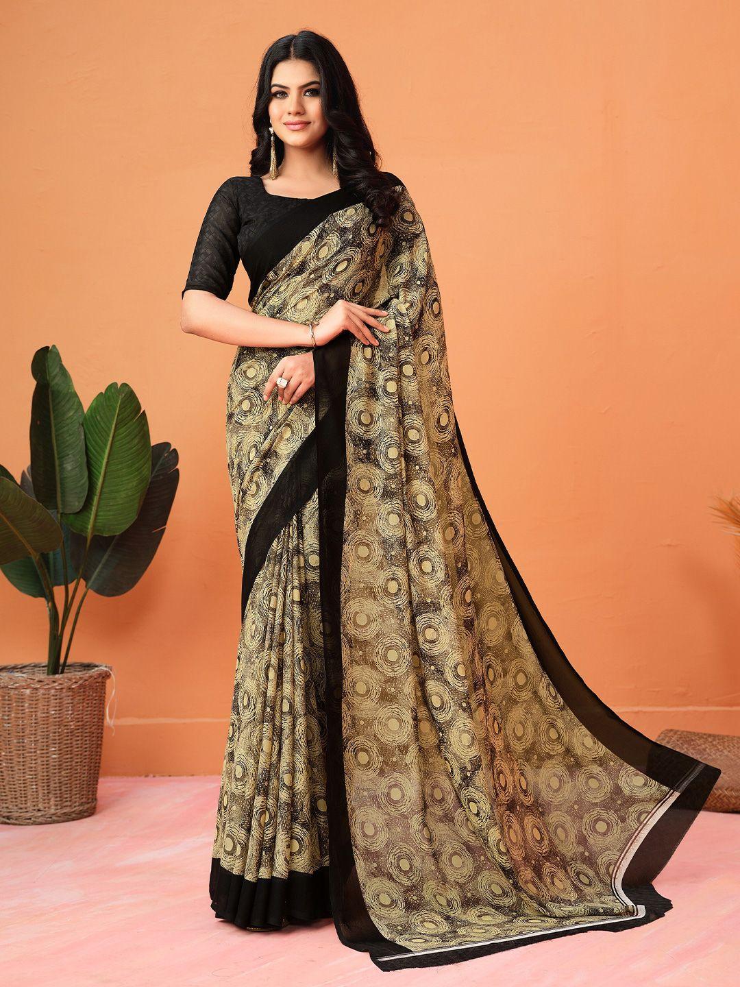 dori black & beige ethnic motifs pure georgette saree