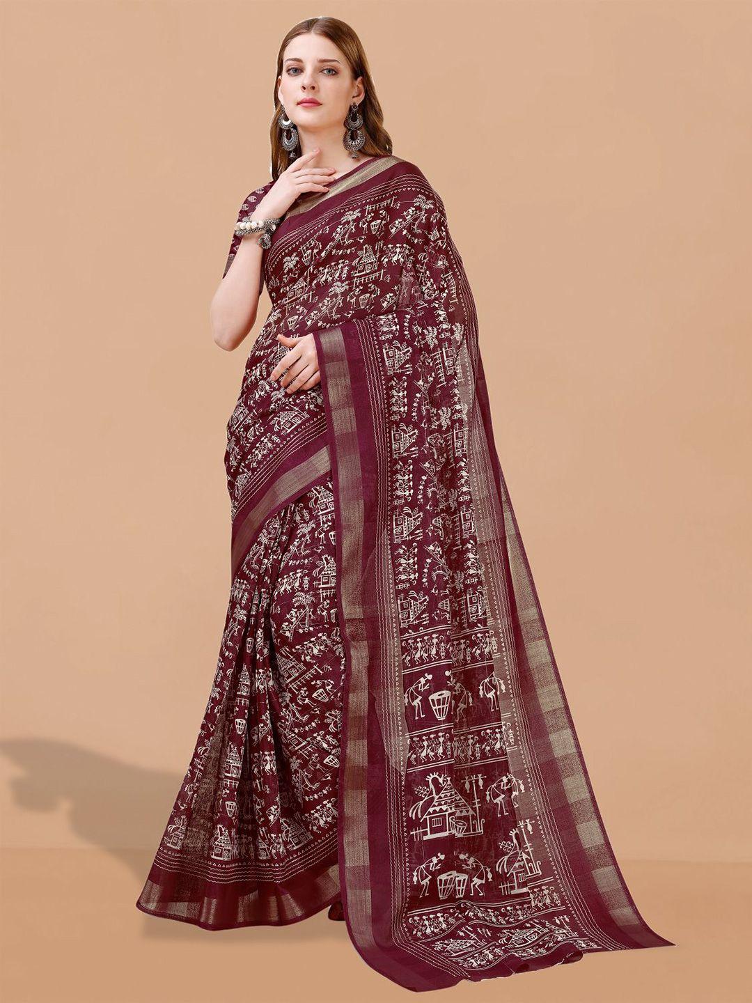 dori ethnic motifs printed zari pure cotton saree