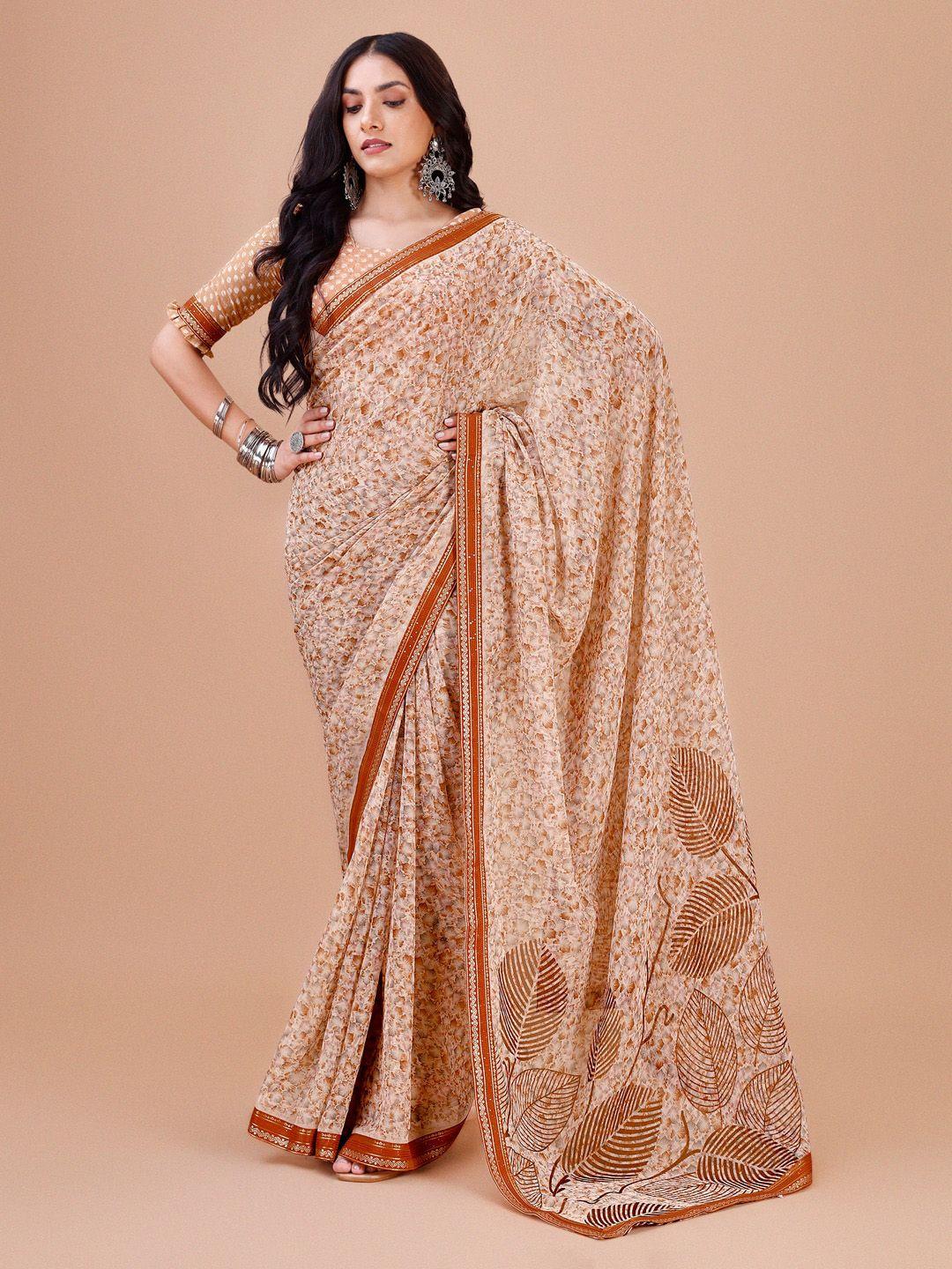 dori floral printed zari pure chiffon saree