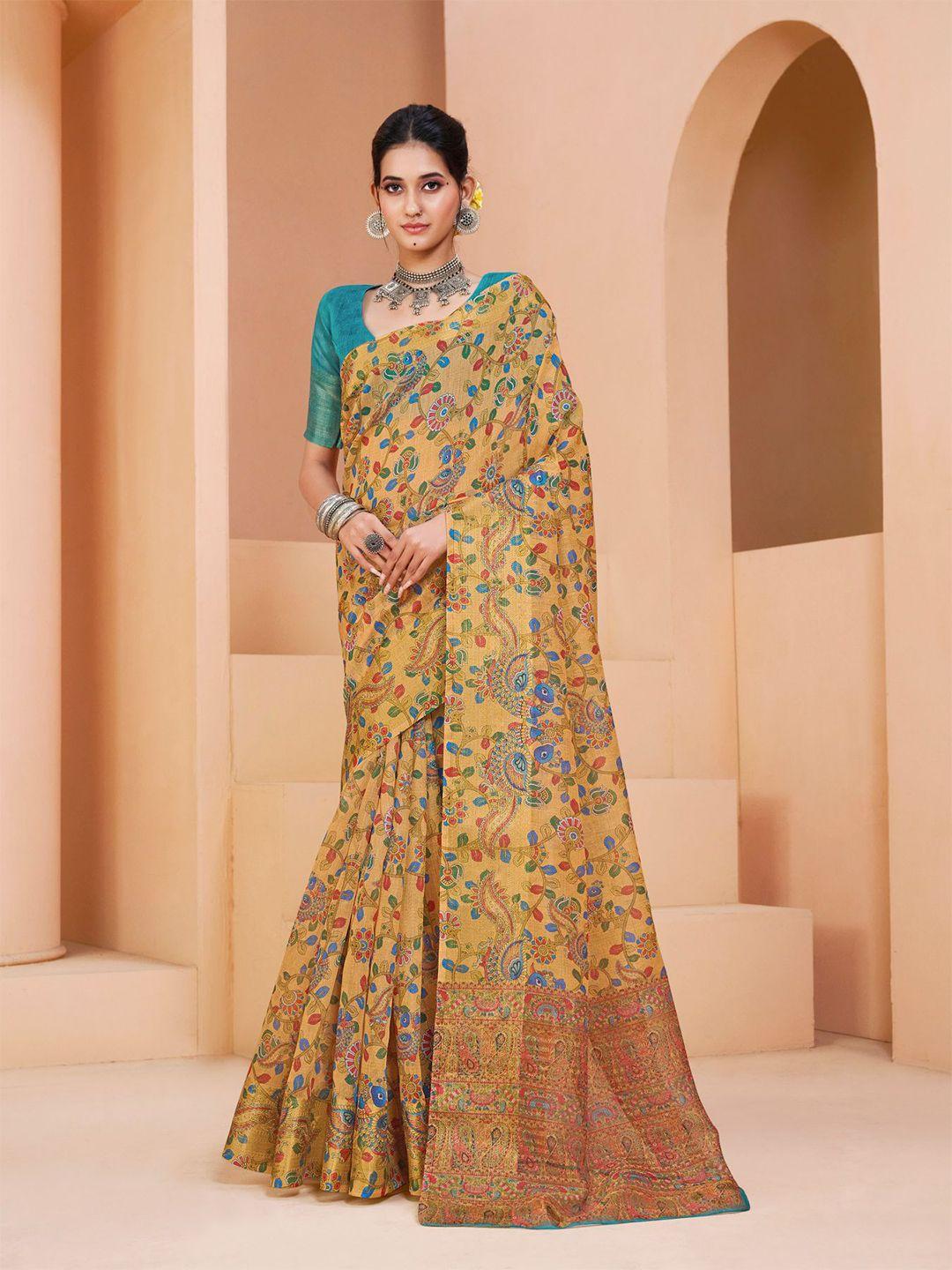 dori floral printed zari saree