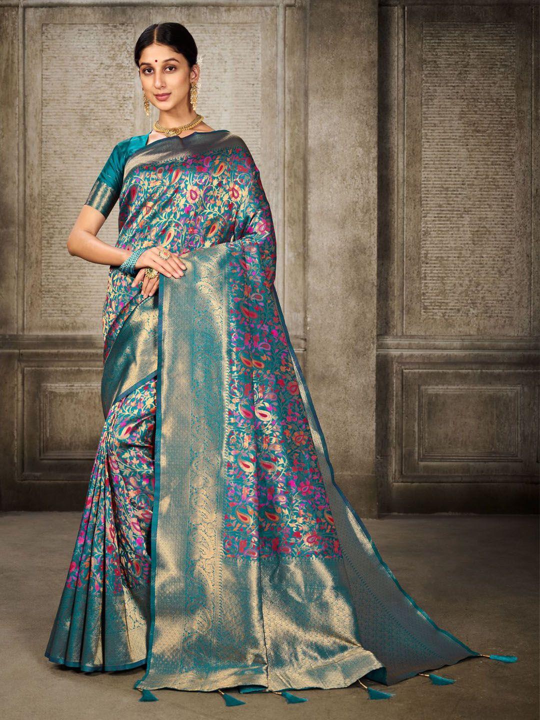 dori floral woven design zari saree