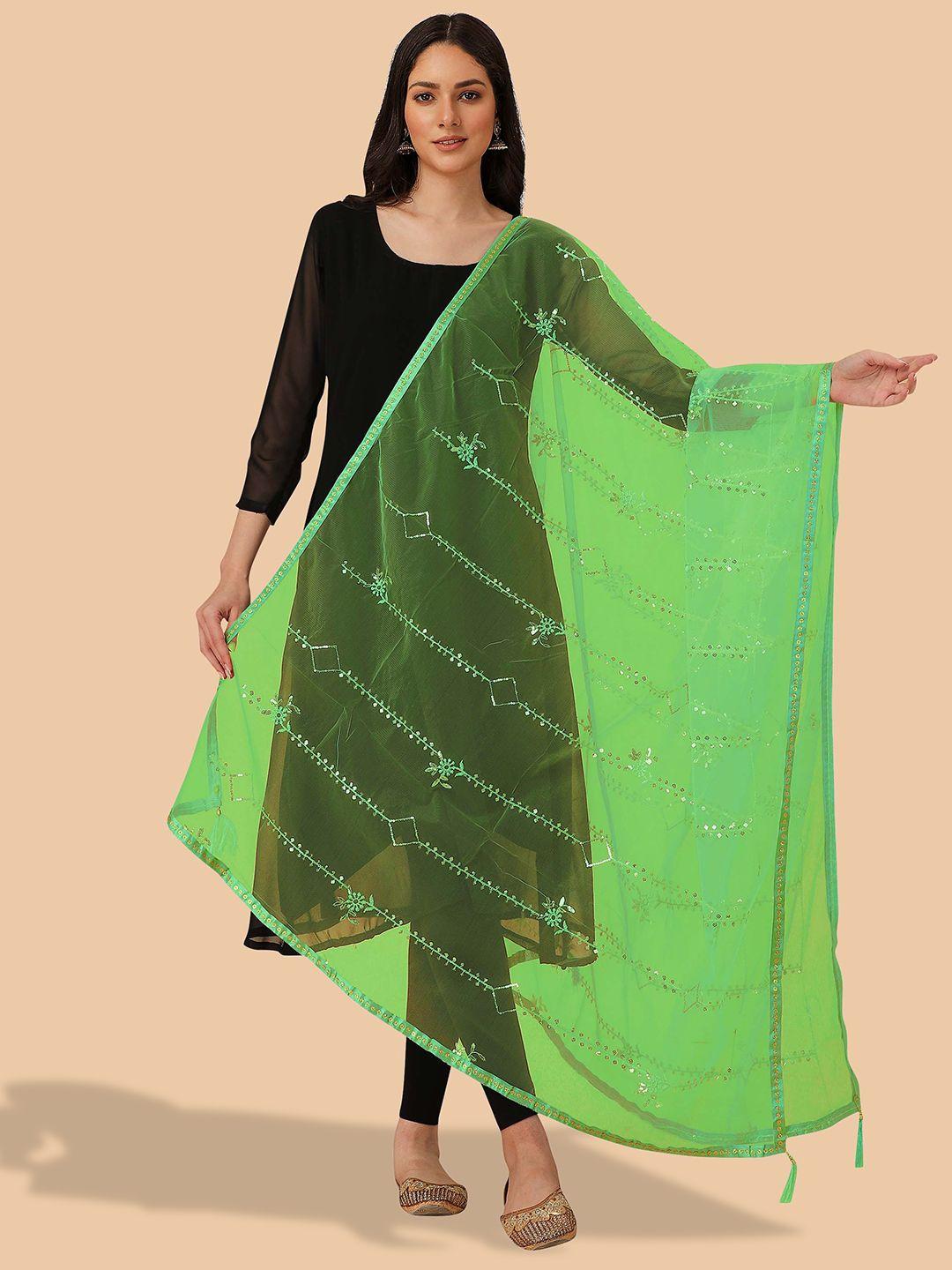 dori geometric embroidered net dupatta with sequinned