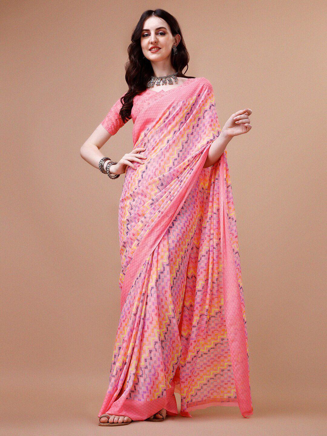 dori geometric printed pure georgette saree