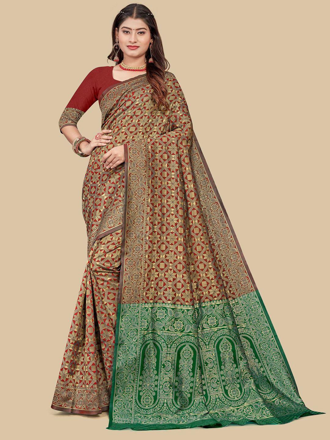 dori geometric zari art silk saree with blouse piece