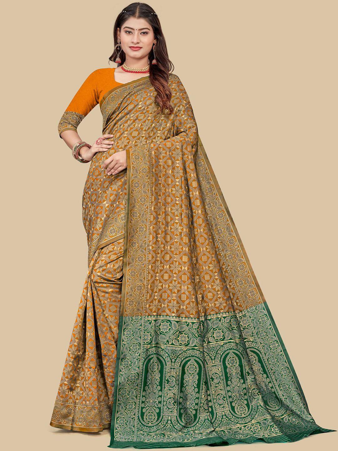 dori geometric zari art silk saree with blouse piece