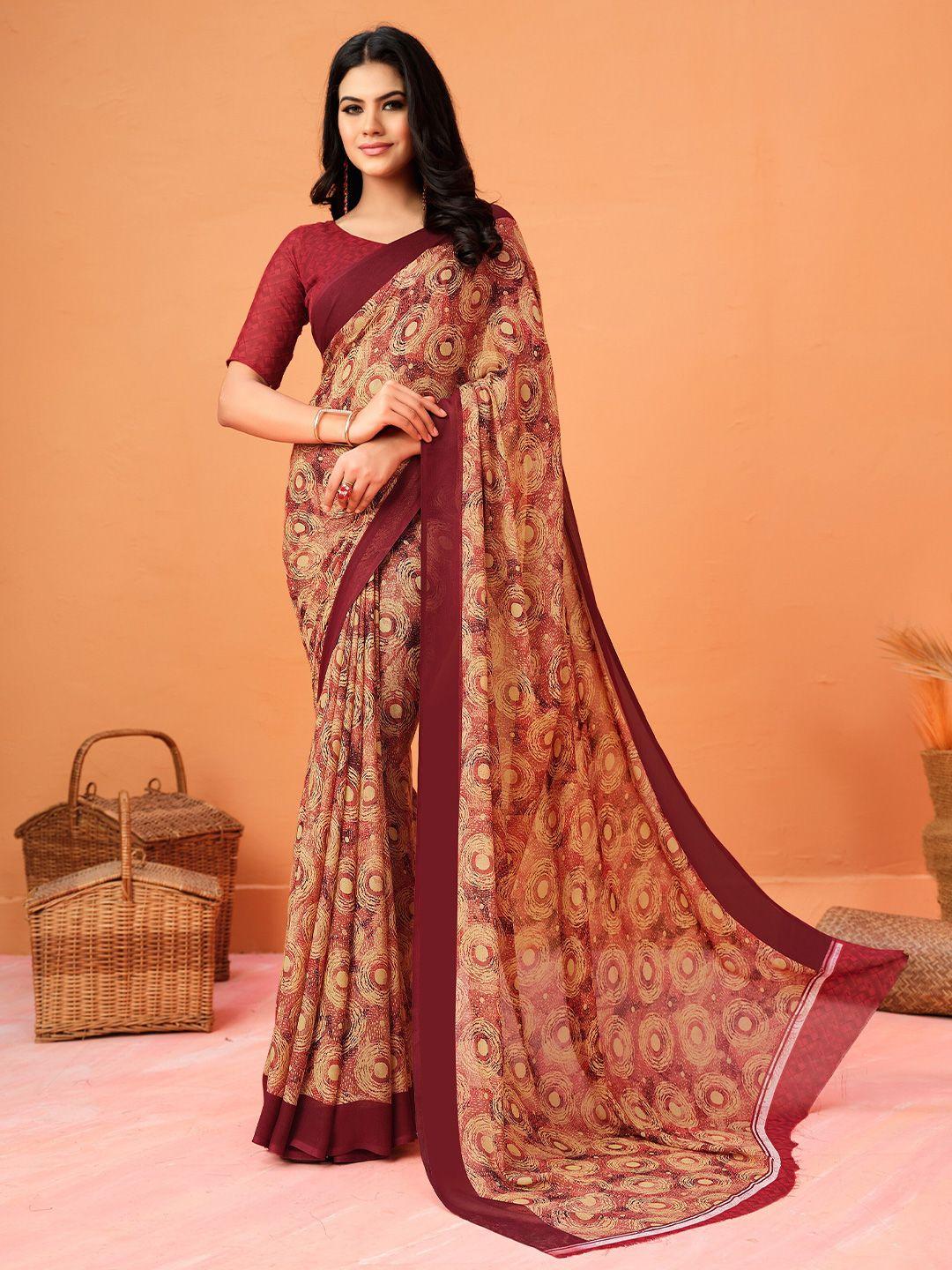 dori maroon & yellow pure georgette saree