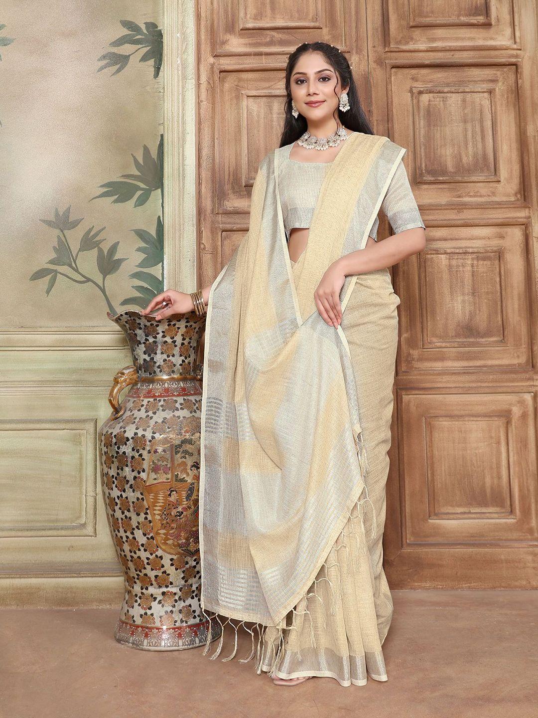 dori zari pure linen saree