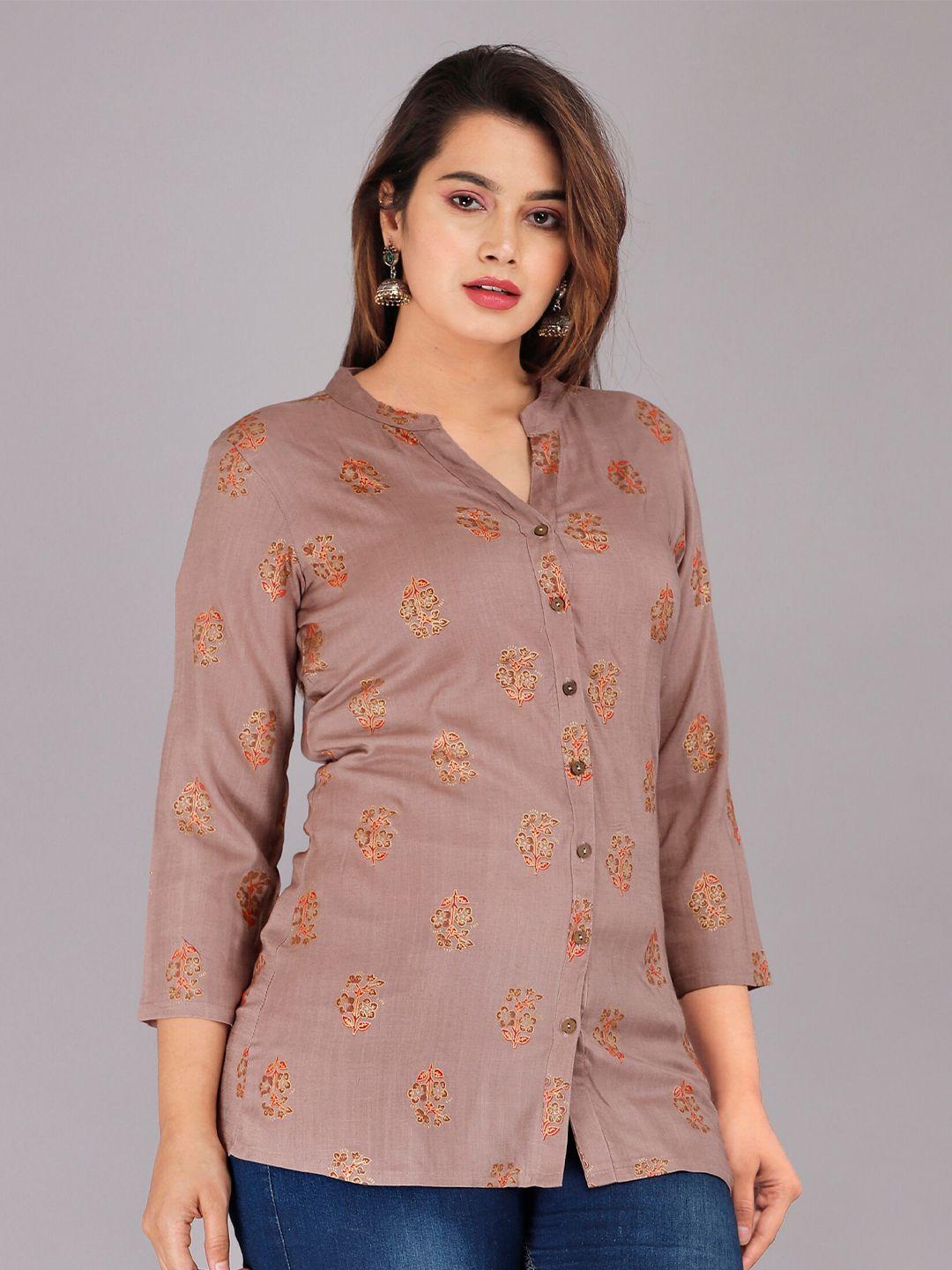 doriya floral printed mandarin collar kurti