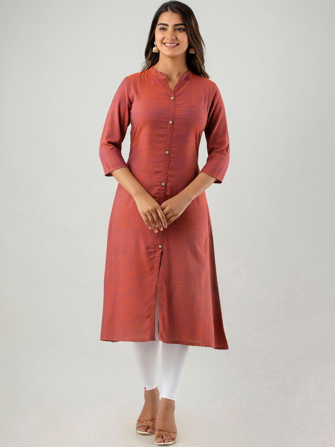 doriya mandarin collar woven design cotton kurta