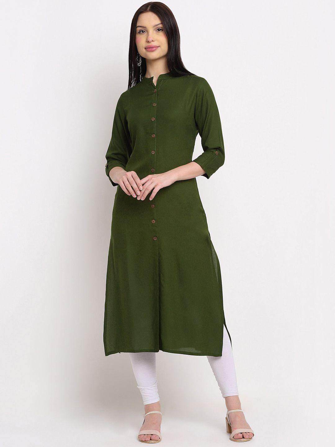 doriya women green thread work kurta