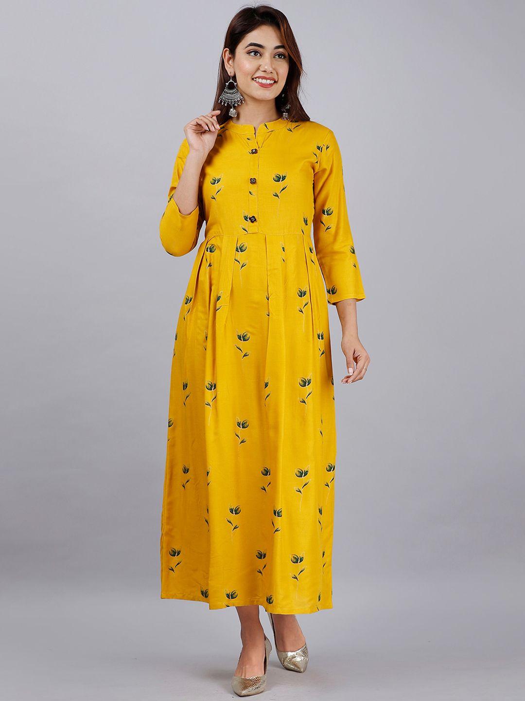 doriya women yellow geometric embroidered thread work floral kurta