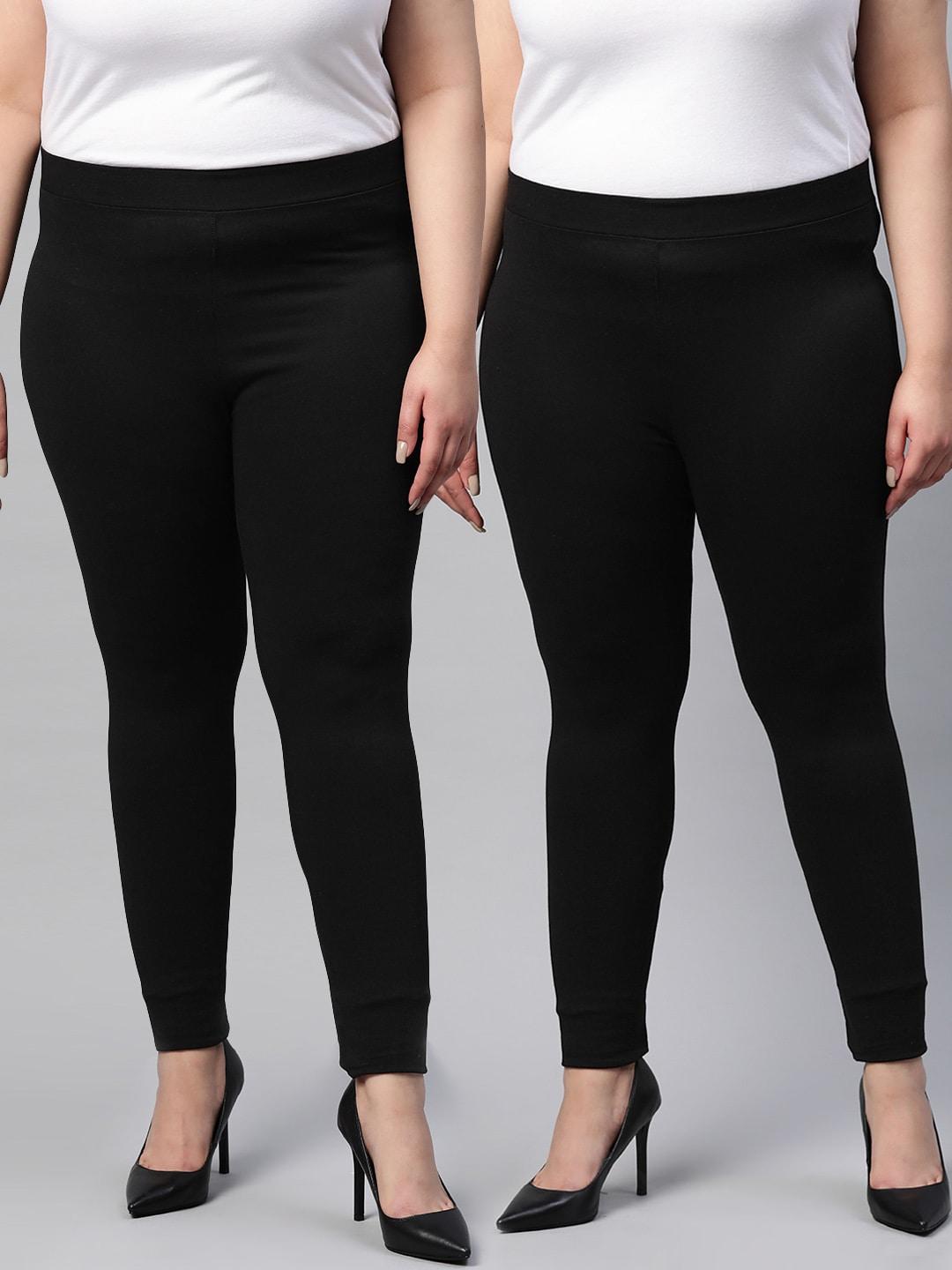 dorothy perkins plus size women pack of 2 solid skinny fit ankle-length jeggings