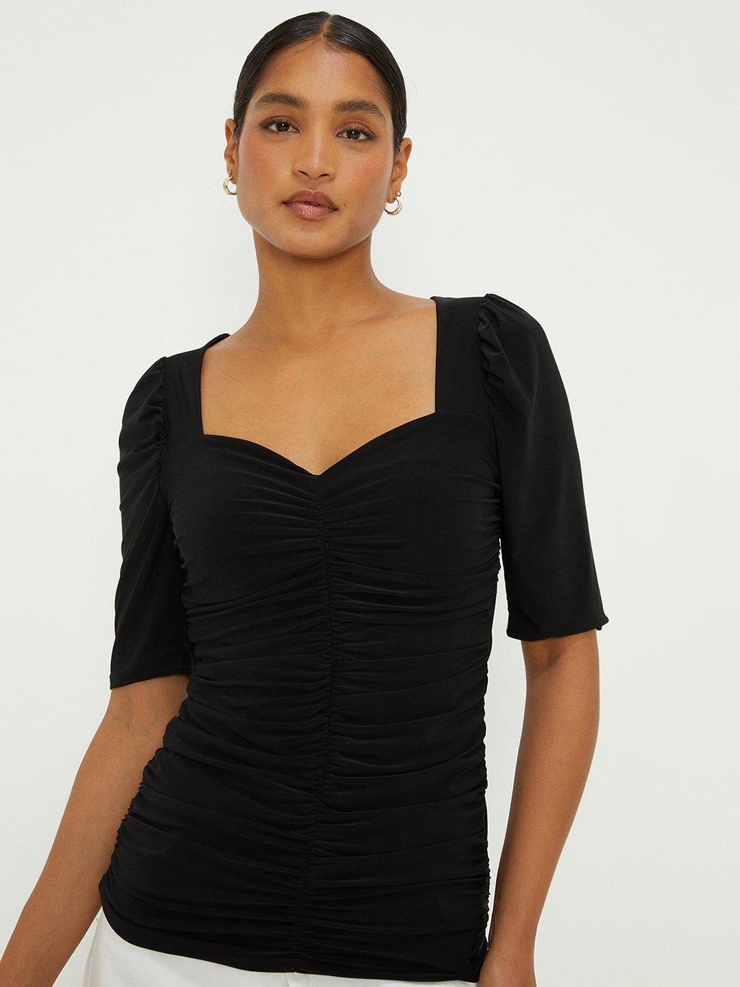 dorothy perkins ruched sweetheart neck top