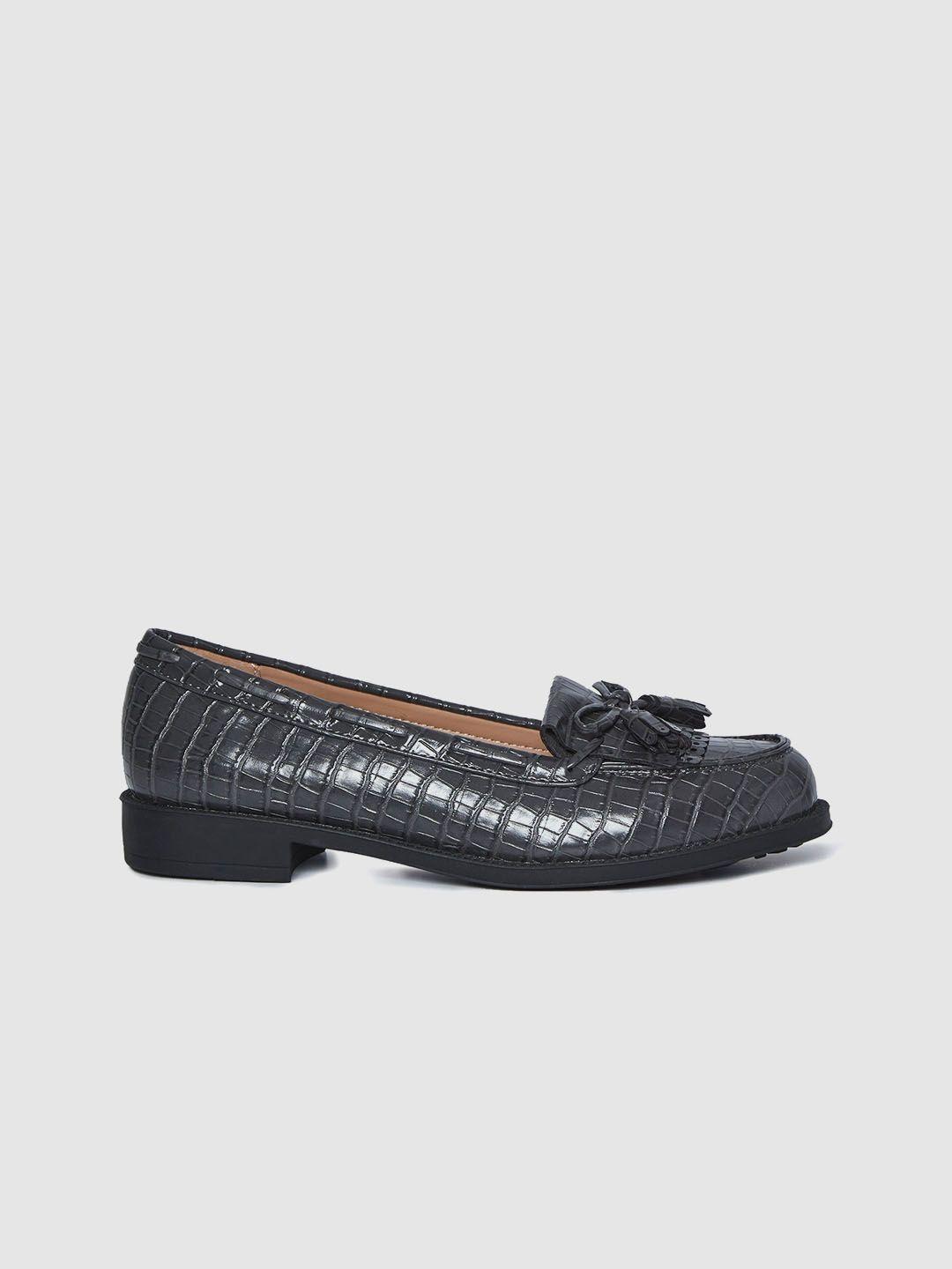 dorothy perkins women charcoal grey snakeskin textured boat shoes