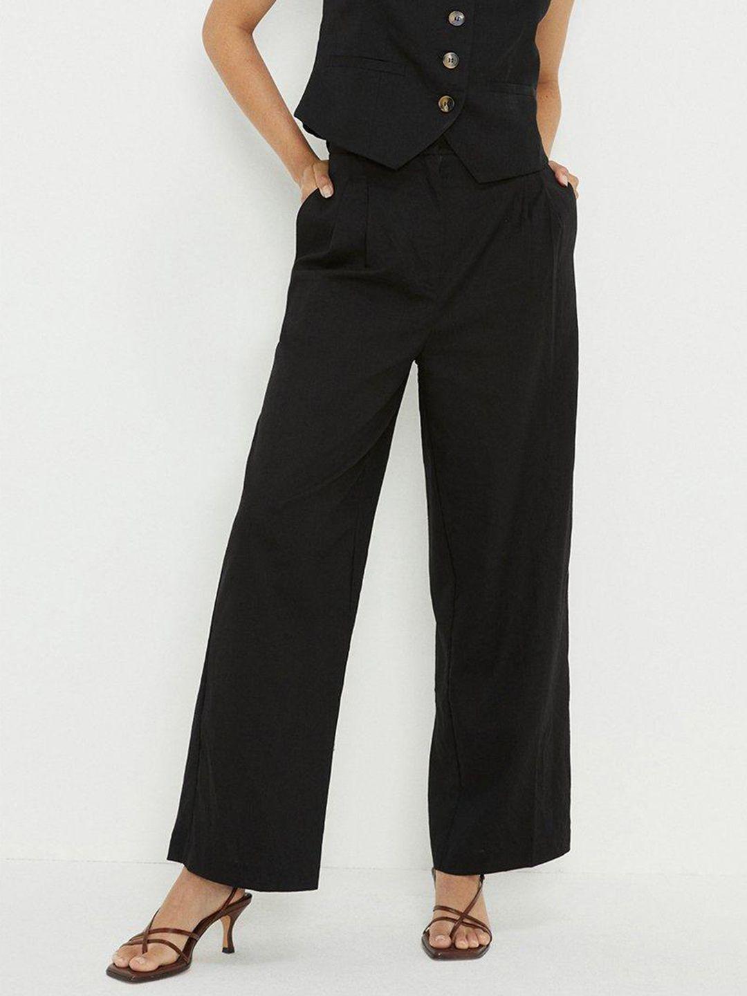 dorothy perkins women mid-rise wide leg pleated trousers