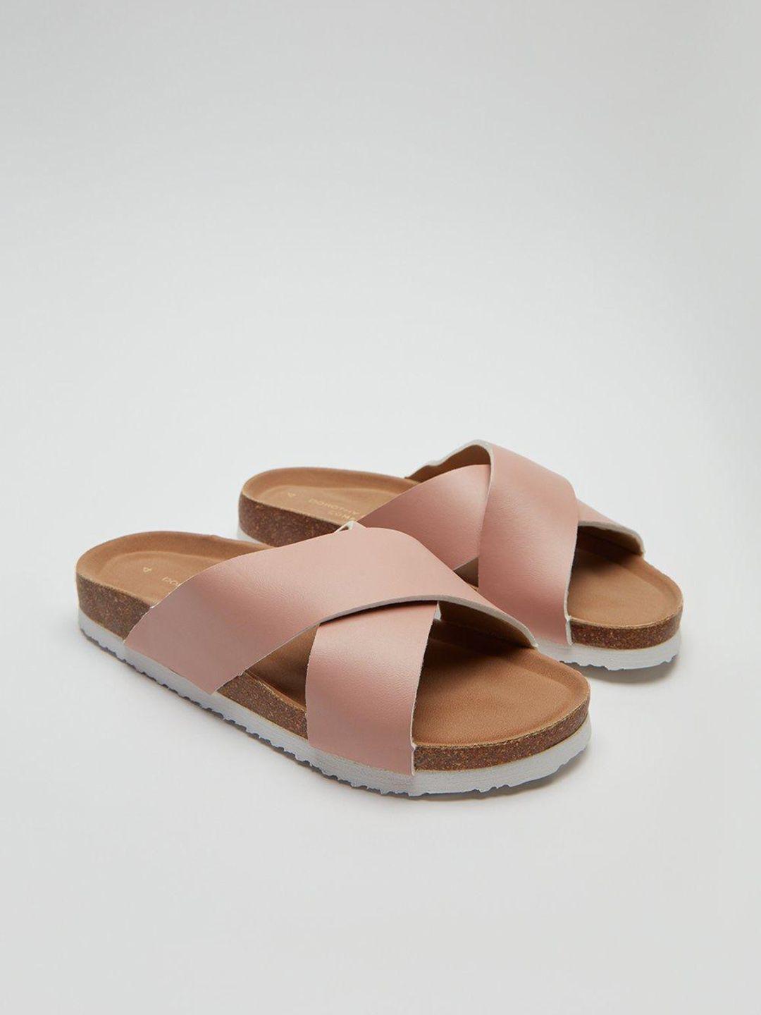 dorothy perkins women peach-coloured solid comfort sandals